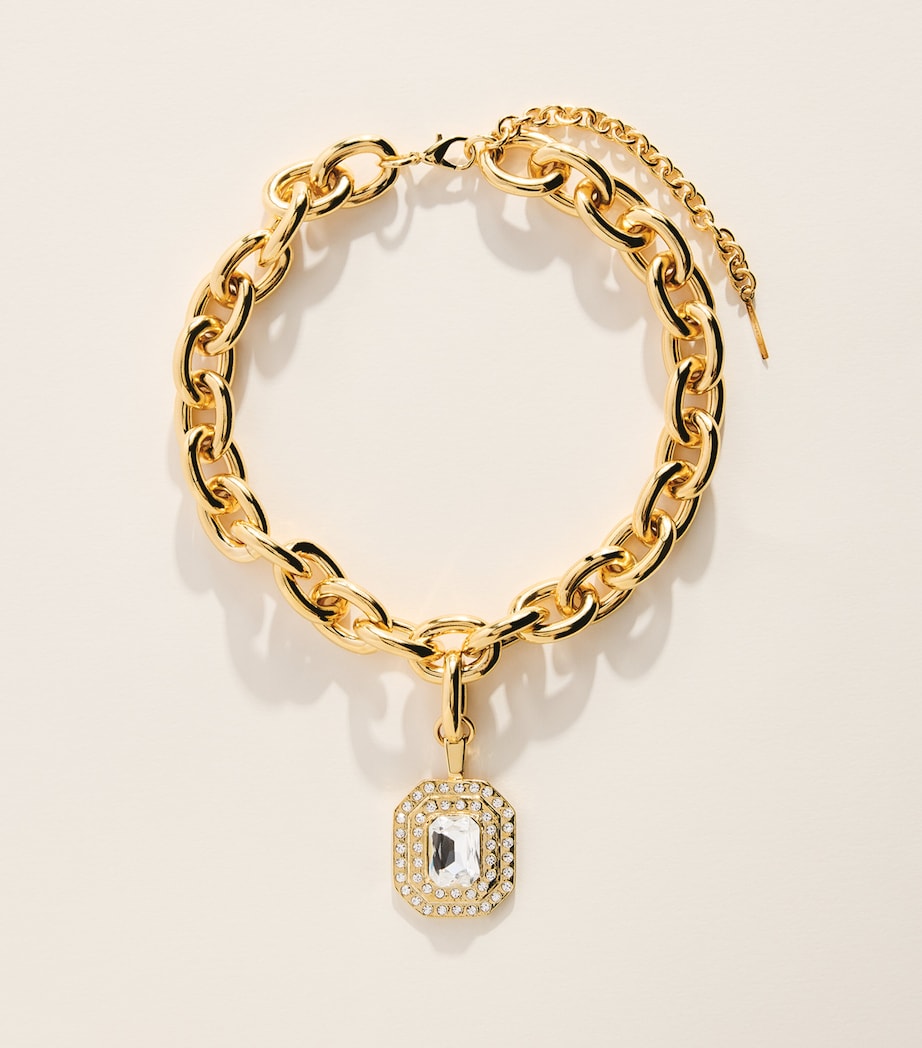 Alessandra Rich Crystal-Embellished Pendant Necklace Cry Gold Image 1