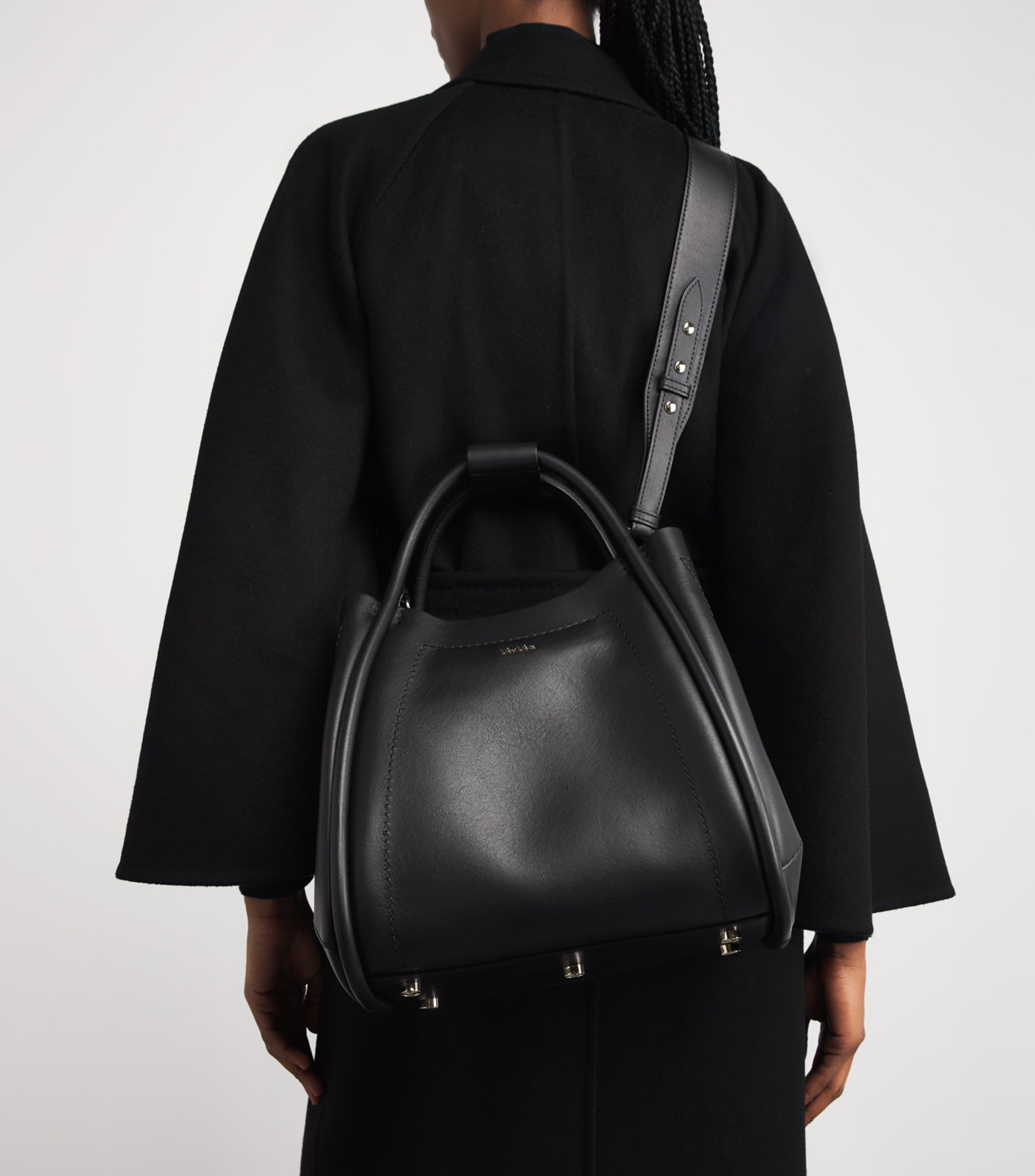 Small Leather Marine Top-Handle Bag BLACK Image 2