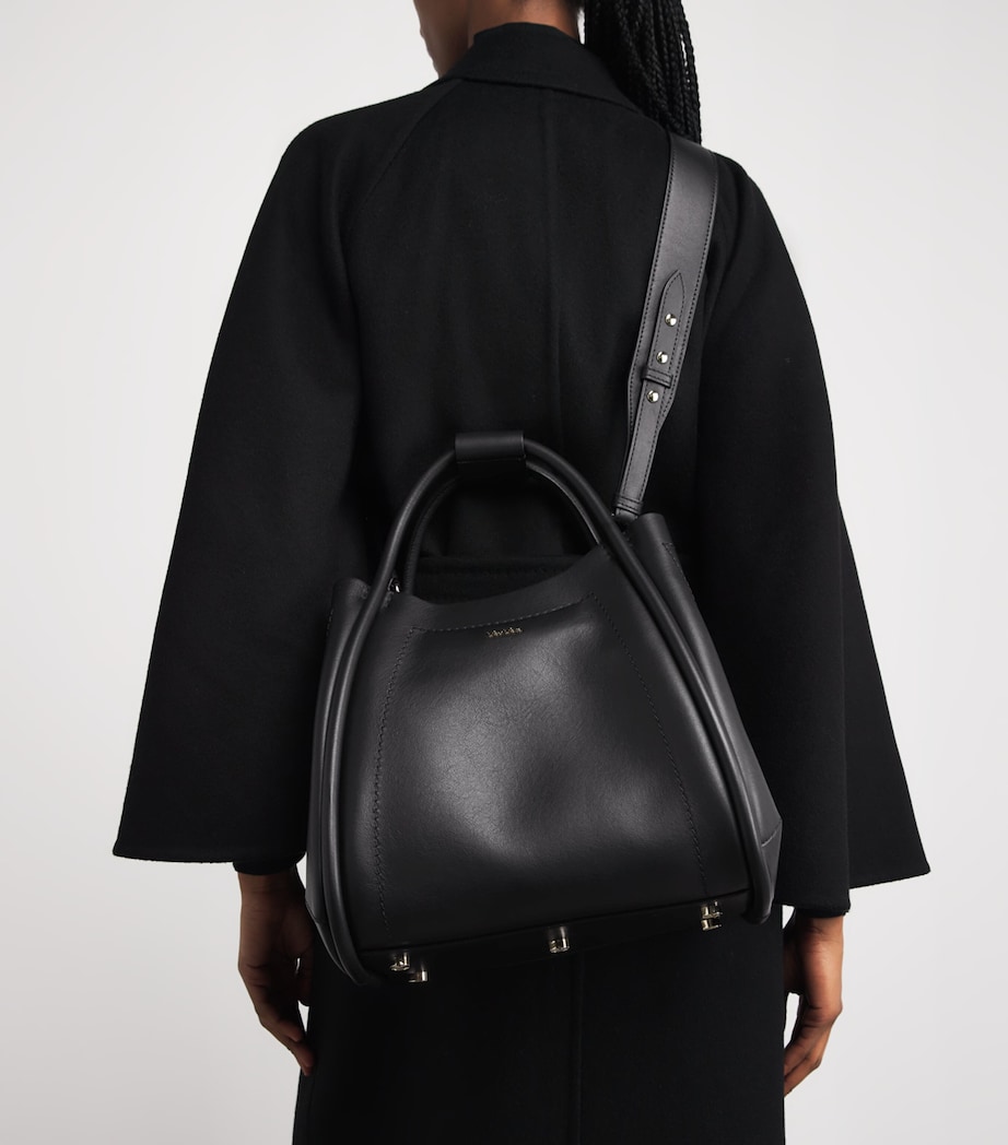 Small Leather Marine Top-Handle Bag BLACK Image 2