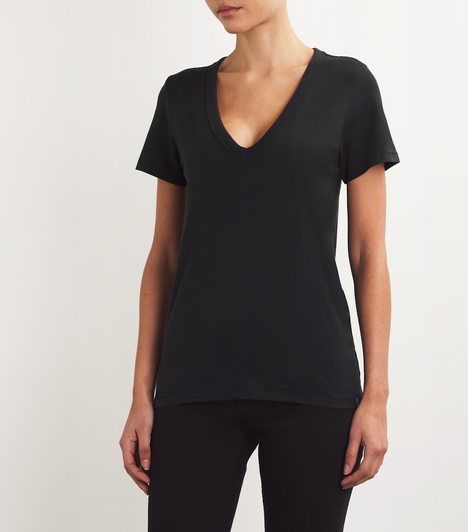 Cotton The Vee Slub T-Shirt BLACK BLACK Image 6
