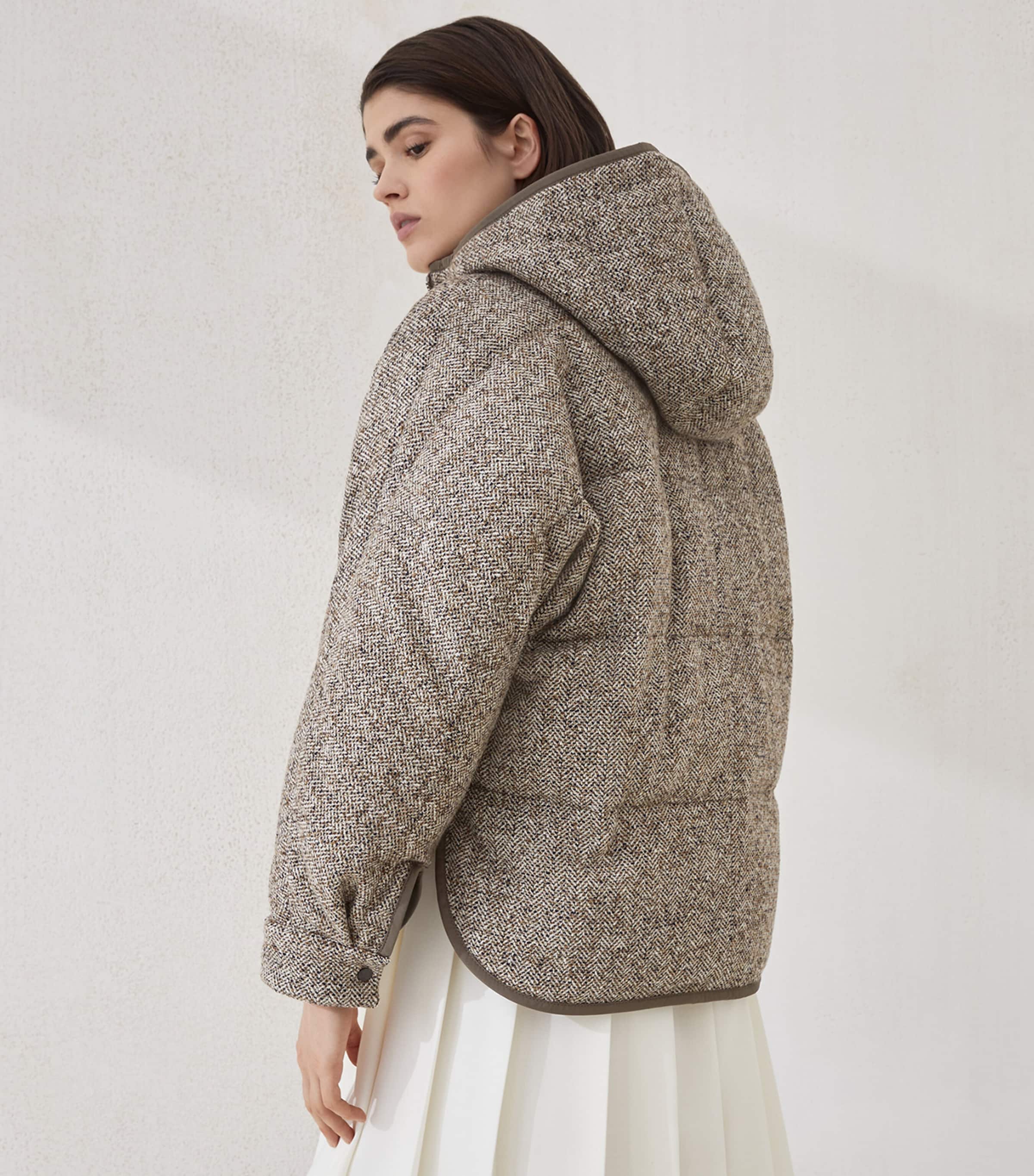 Down-Wool-Silk-Blend Hooded Jacket C6286 Image 6