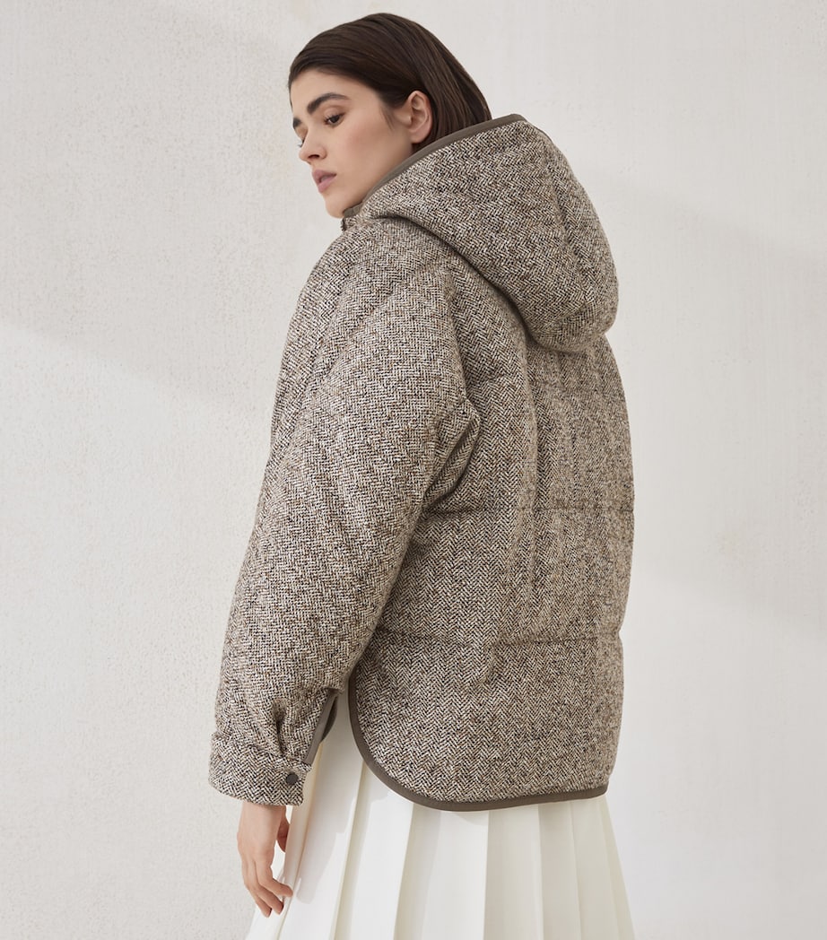 Down-Wool-Silk-Blend Hooded Jacket C6286 Image 6