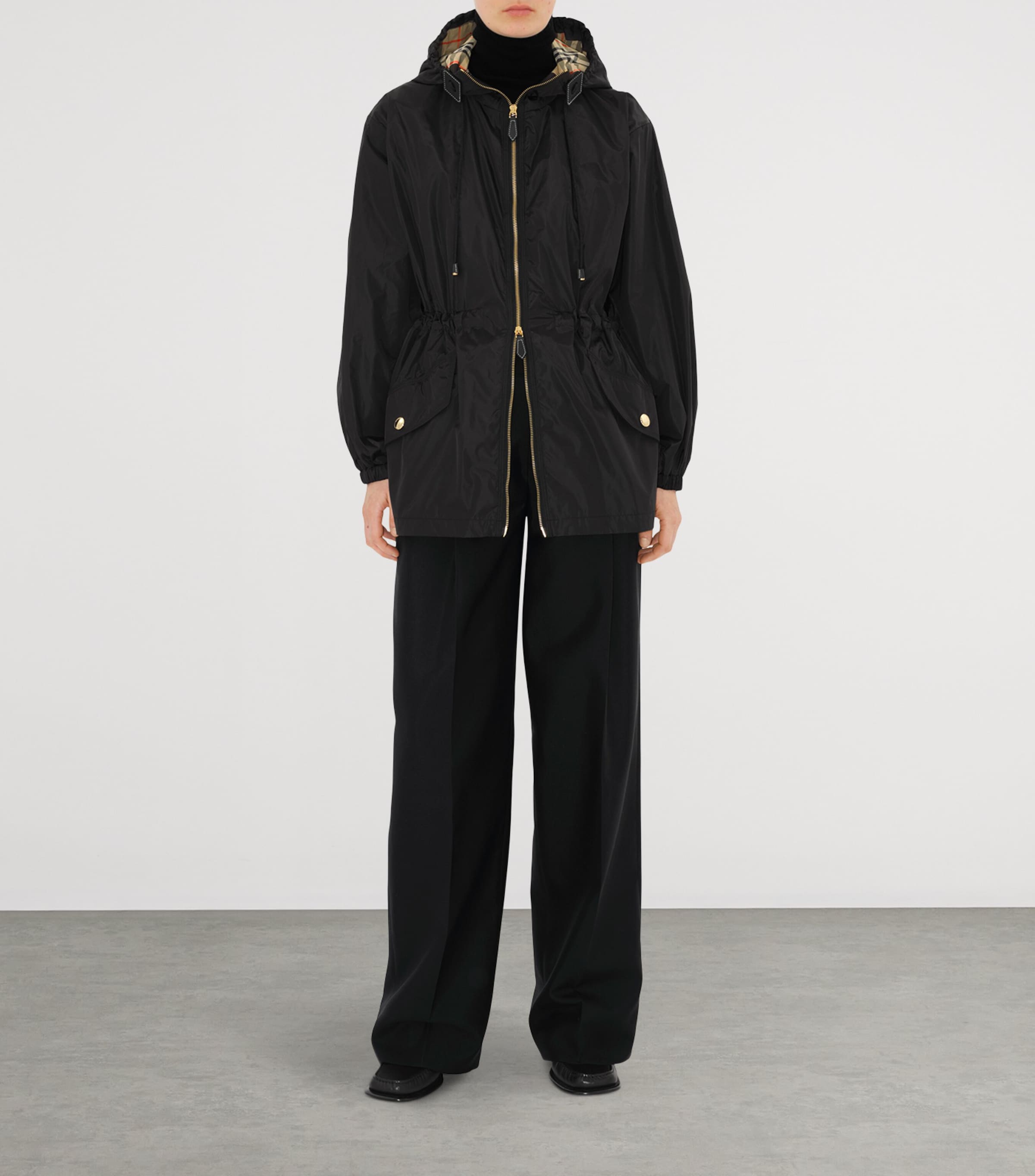 Burberry Womens Nylon Hooded Jacket Black Image 2