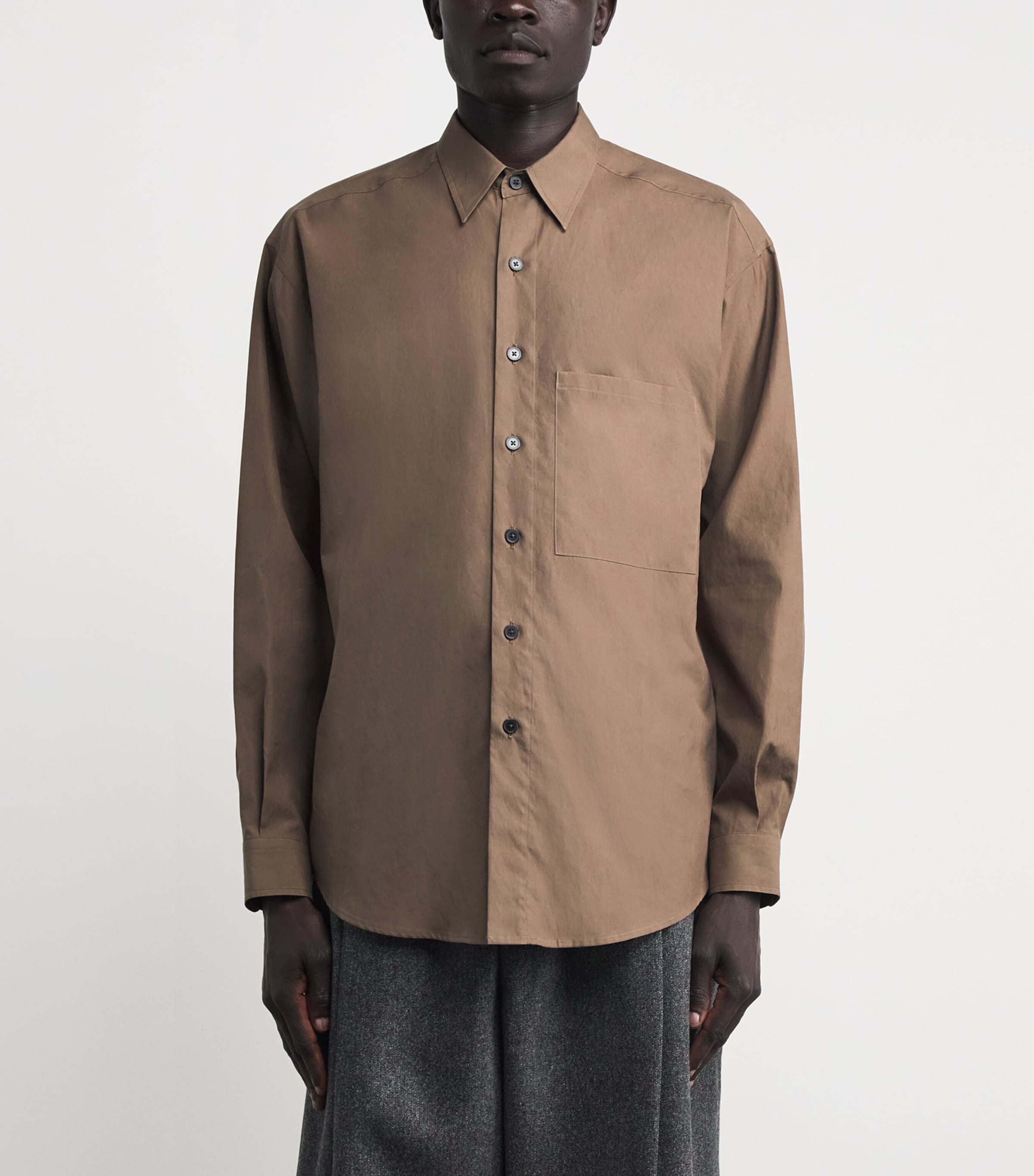 Auralee Brown Washed Finx Cotton Shirt | Harrods US