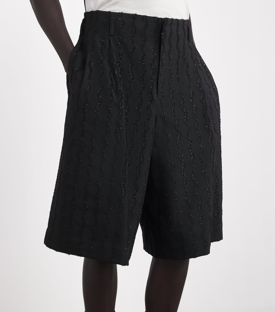 Comme Des Garçons Homme Plus Mens Wool Embellished Wide-Leg Shorts Black Image 6
