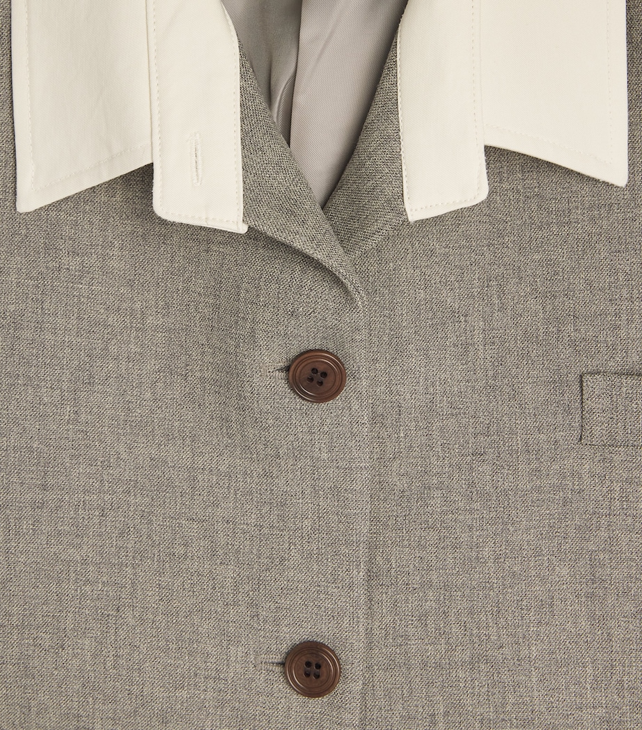 Source Unknown Womens Contrast-Collar Suki Blazer Shirt Gy Image 6