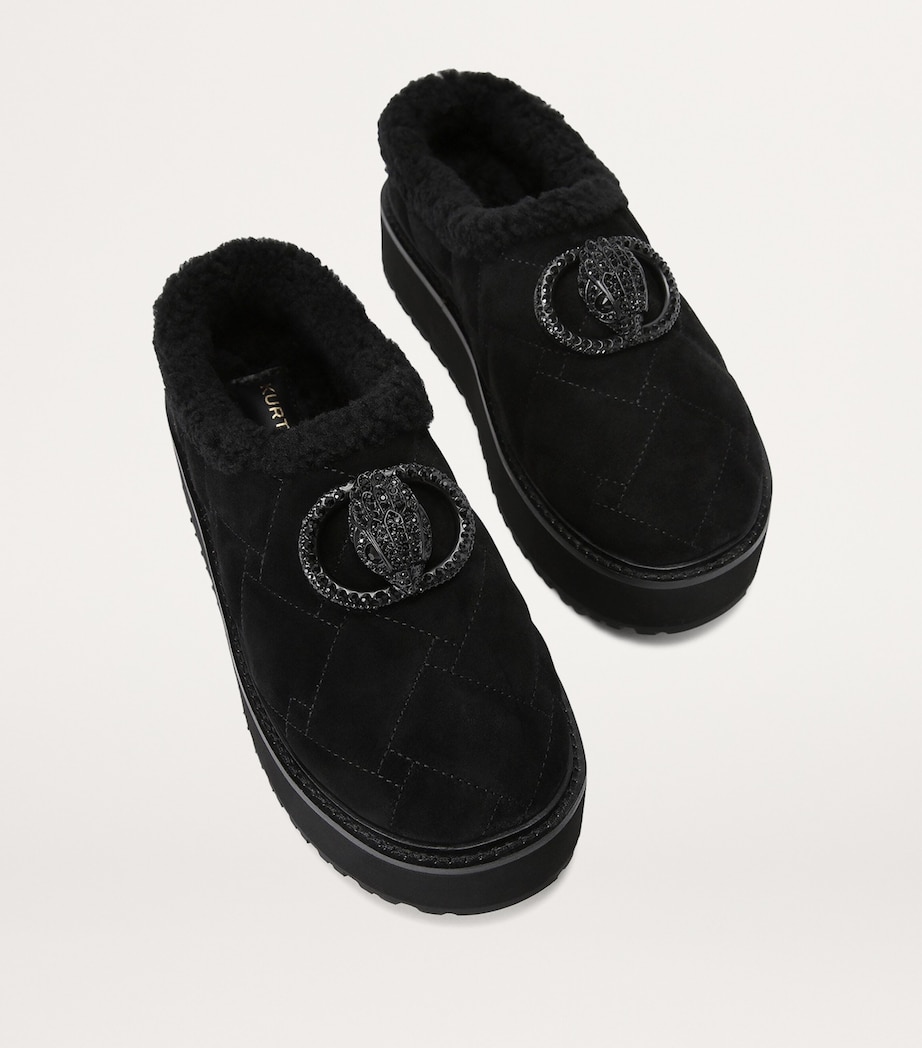 Suede Chelsea Flatform Slippers BLACK Image 4
