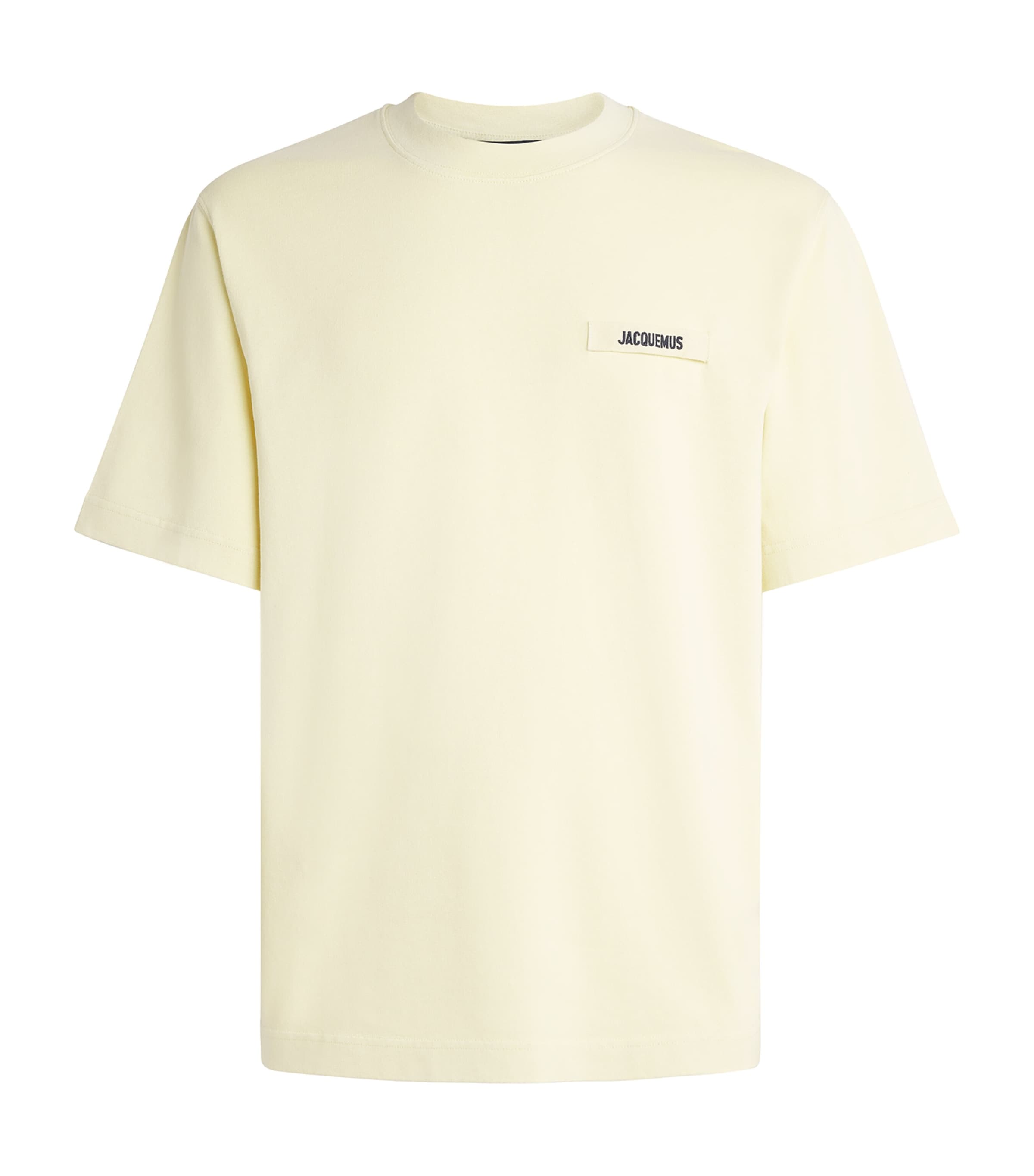 Jacquemus Mens Grosgrain Logo T-shirt Pale Yellow Image 1