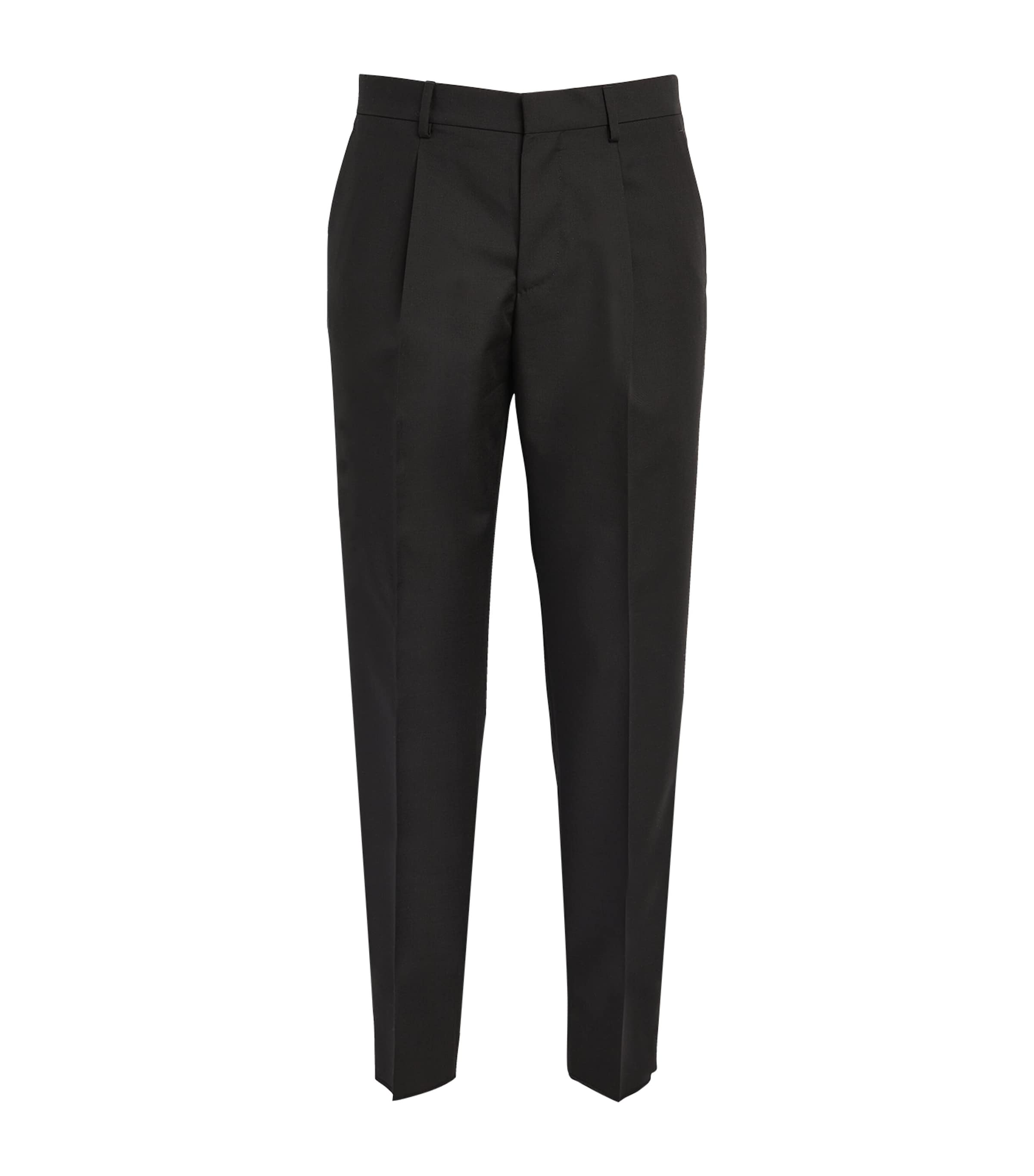 Shop Lardini Virgin Wool-blend Tailored Trousers In Black