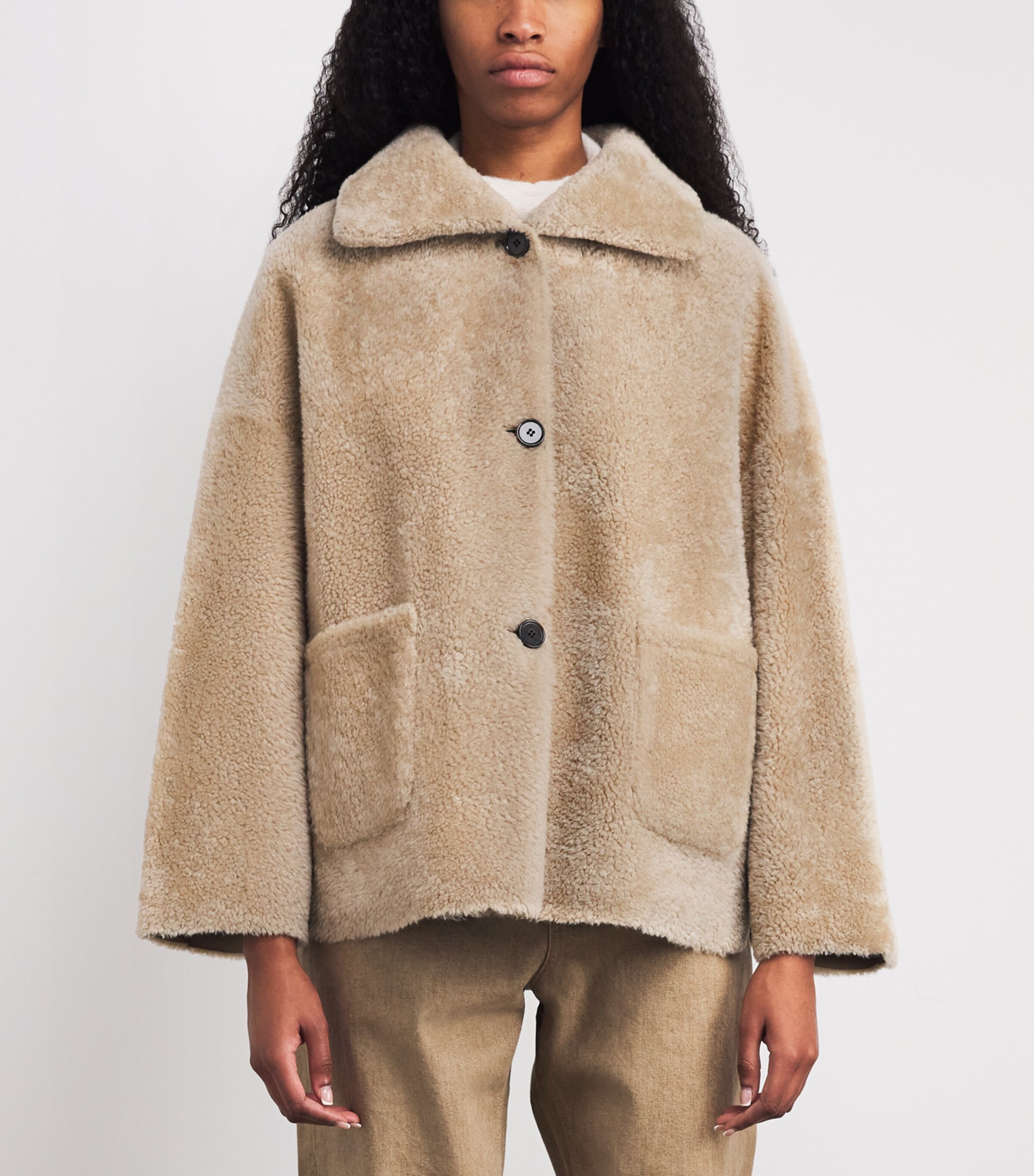 Arma Womens Shearling Isabella Coat Sand Image 3