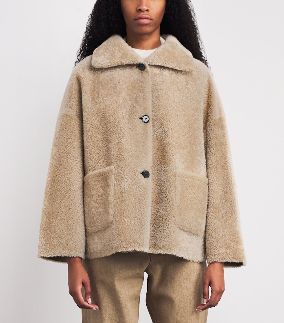 Arma Womens Shearling Isabella Coat Sand Image 3