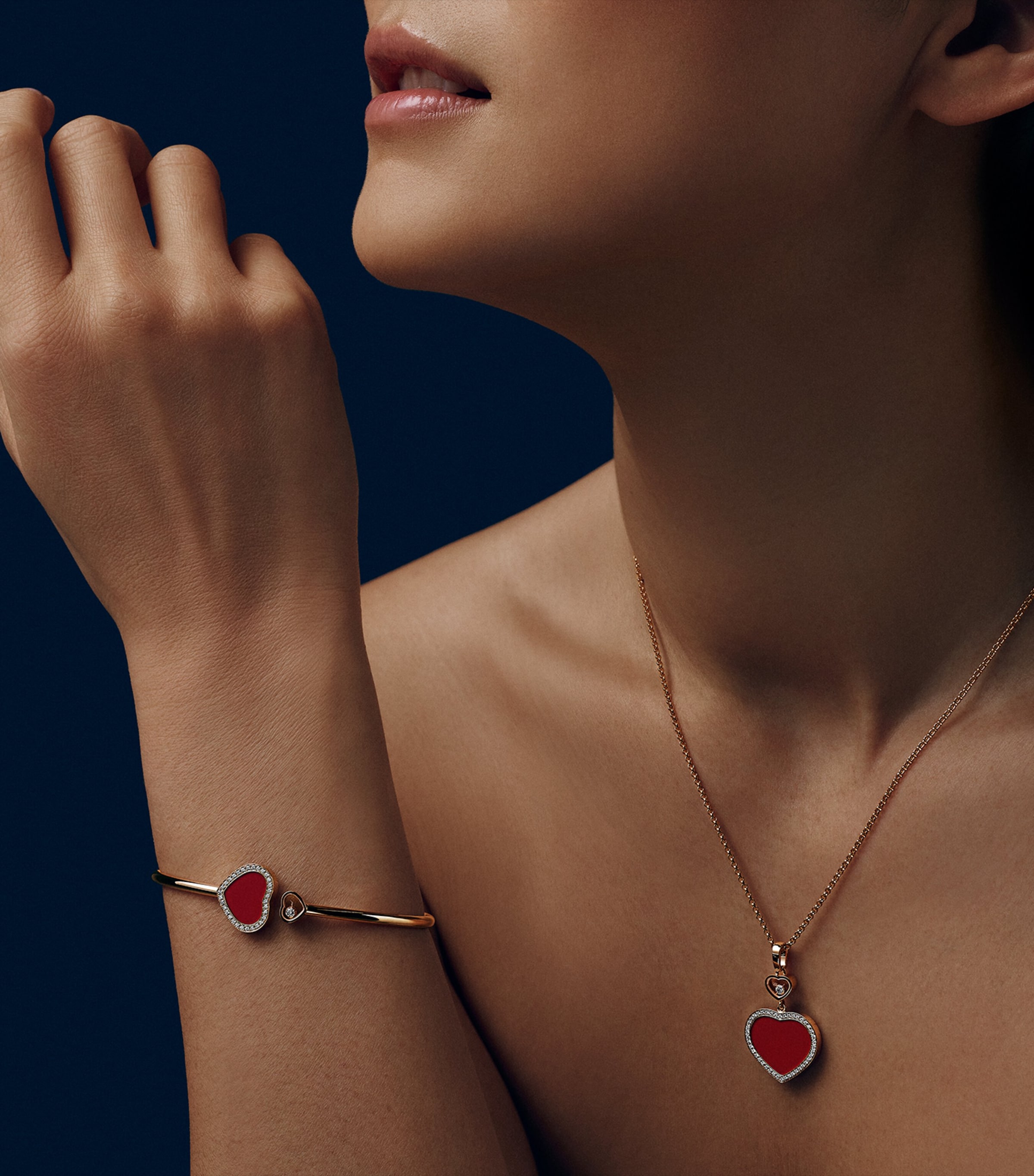 Rose Gold and Diamond Happy Hearts Pendant 18K ROSE GOLD Image 4