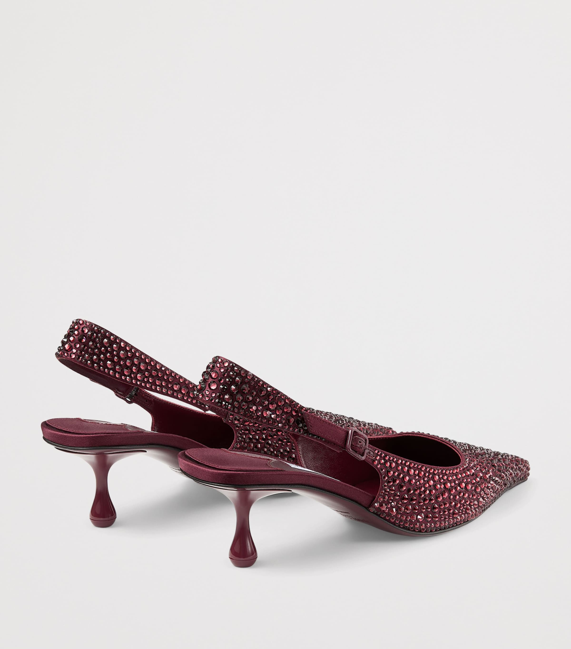 Jimmy Choo Amel 50 Satin Embellished Slingback Pumps Deep Merlot Image 5