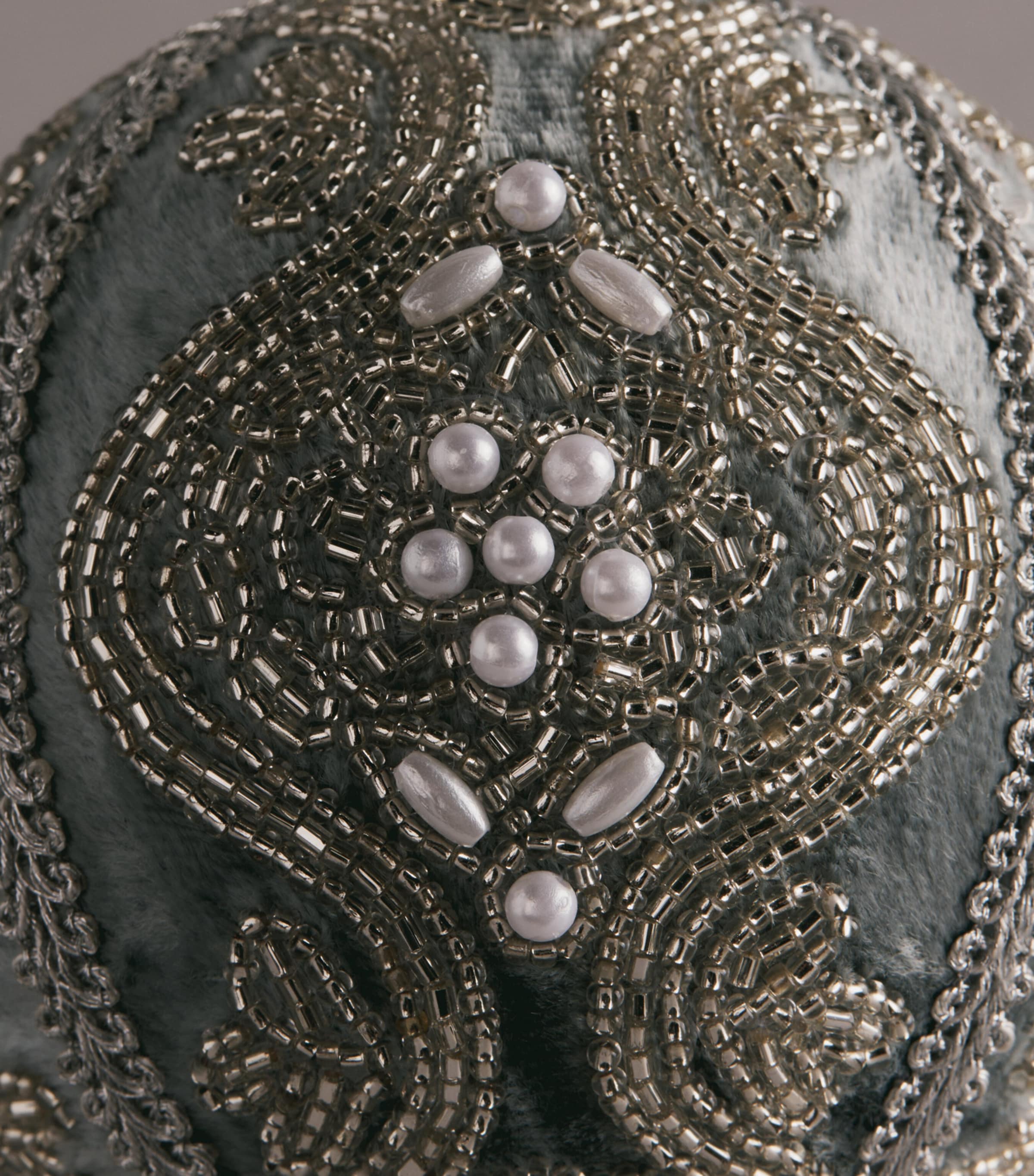 Harrods Velvet Beaded Bauble Gray/silver Image 2