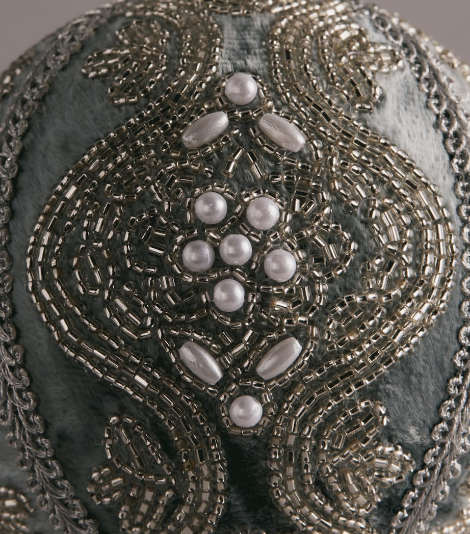 Harrods Velvet Beaded Bauble Gray/silver Image 2