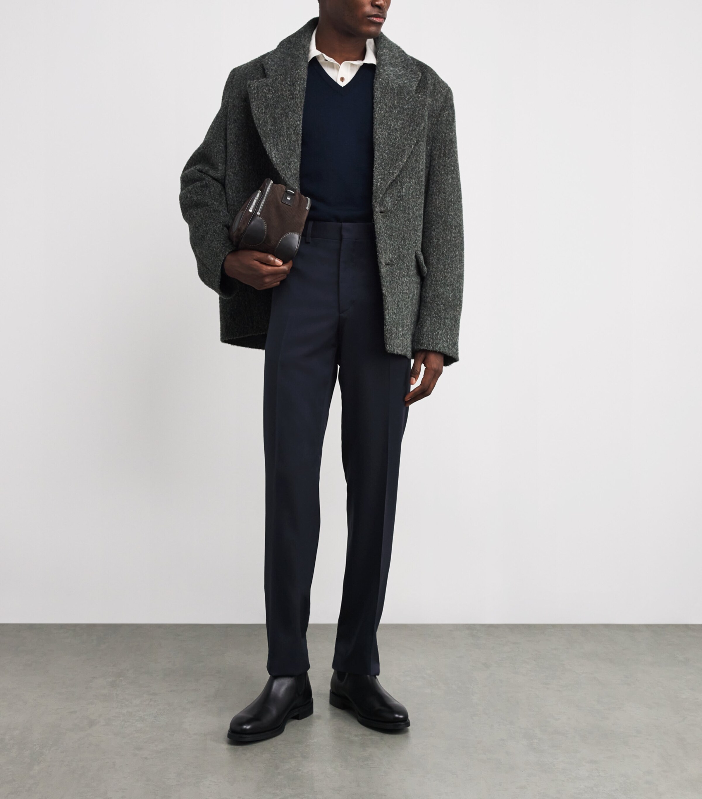 Ralph Lauren Purple Label Mens Wool Gabardine Trousers Navy Image 3