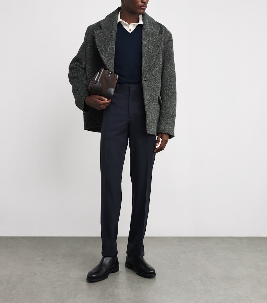 Ralph Lauren Purple Label Mens Wool Gabardine Trousers Navy Image 3
