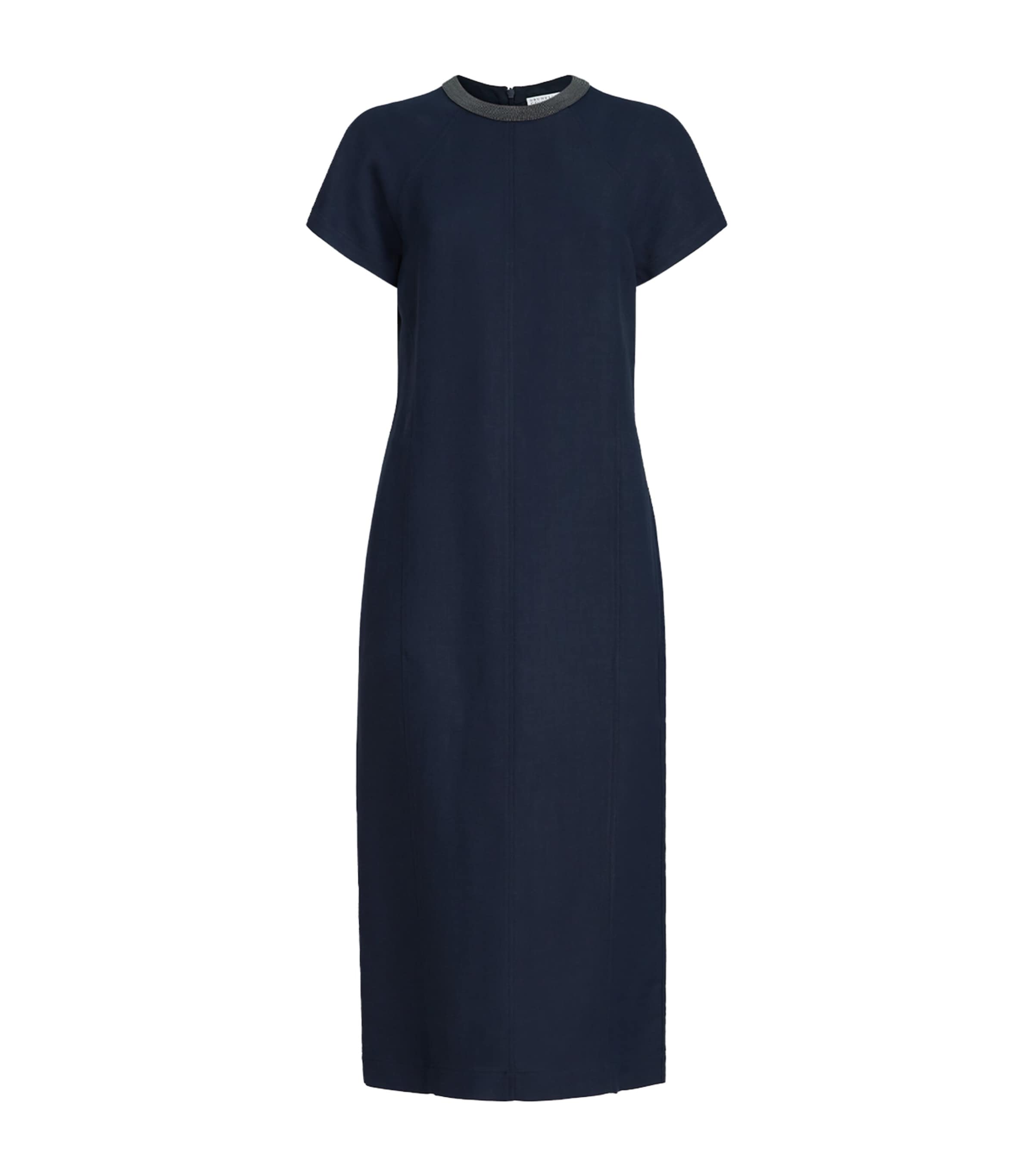 Brunello Cucinelli Womens Monili-Trim Midi Dress Image 1