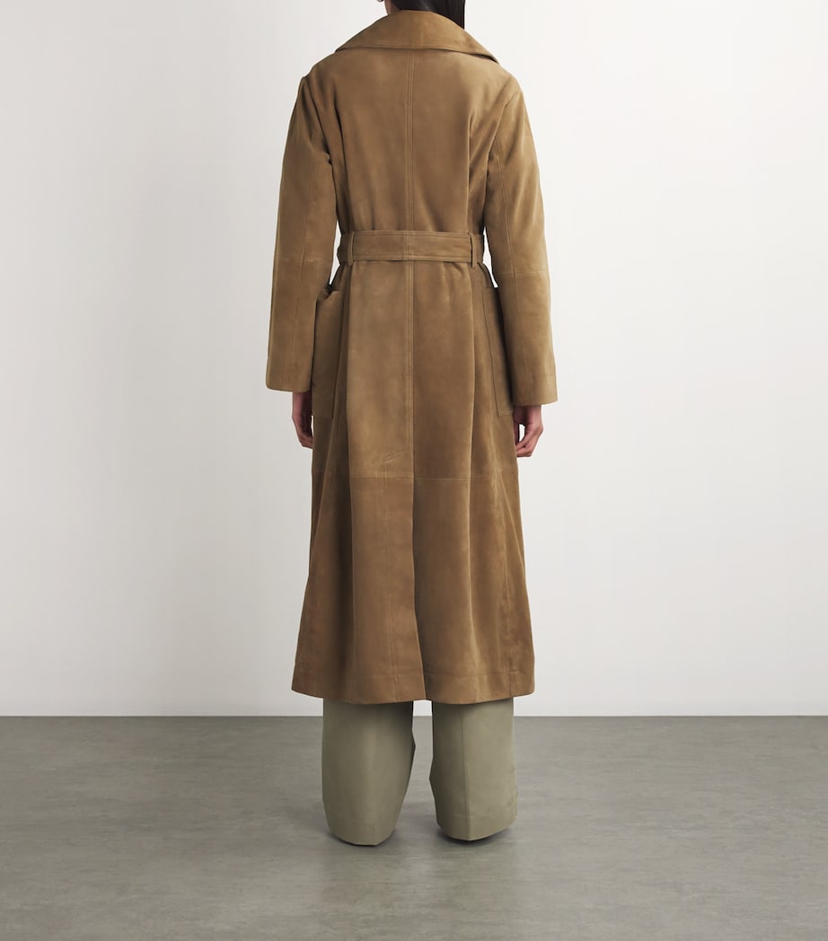 Suede Belted Trench Coat 250_343 LIGHT KHAKI Image 4