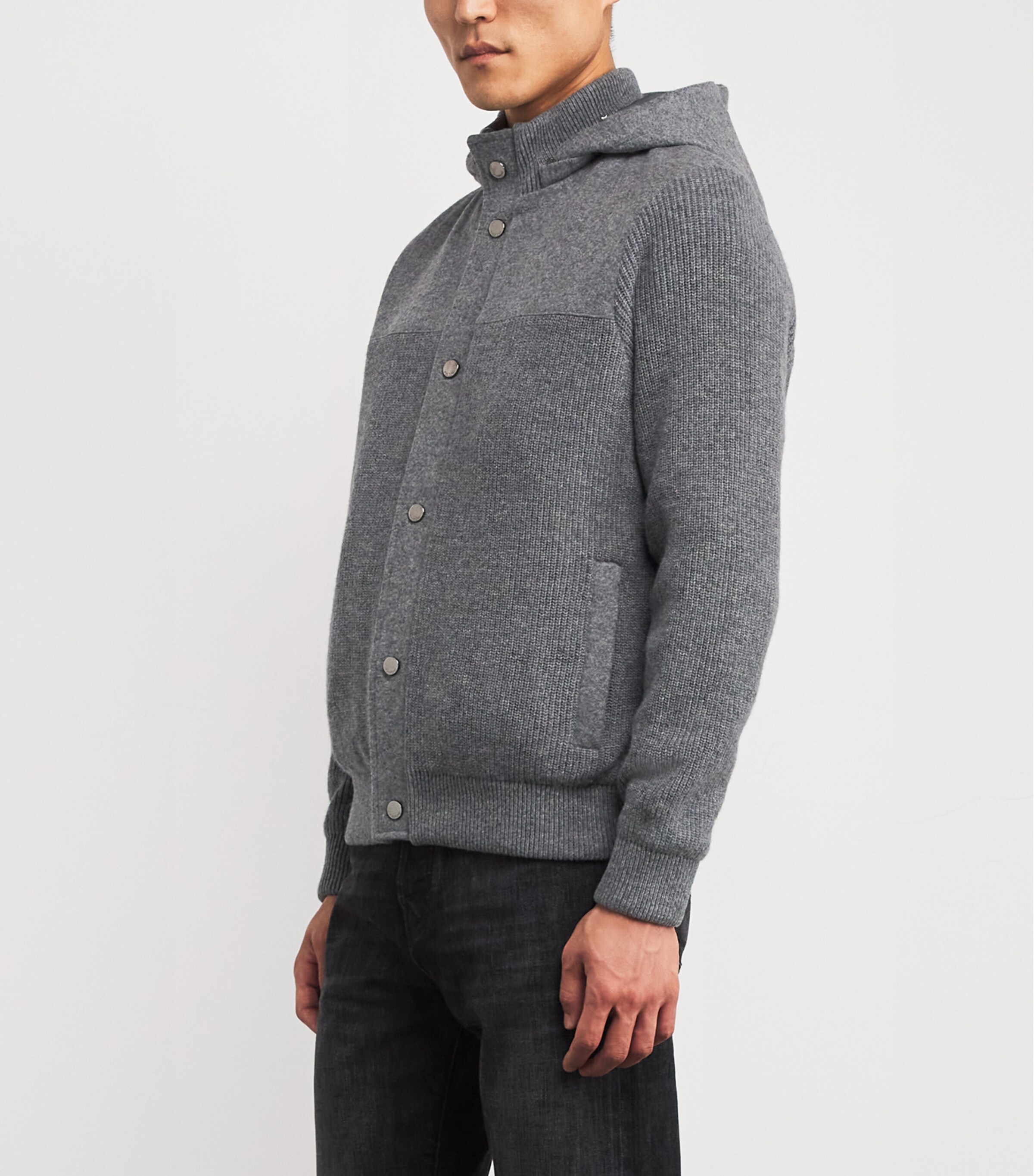 Fioroni Cashmere Mens Virgin Wool-Cashmere Down Jacket Grigio Image 3
