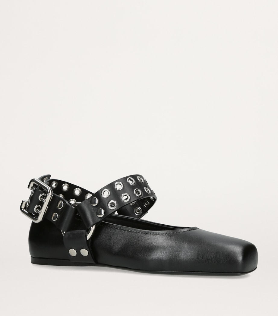 Alaïa Leather Biker Ballet Flats Black Image 3