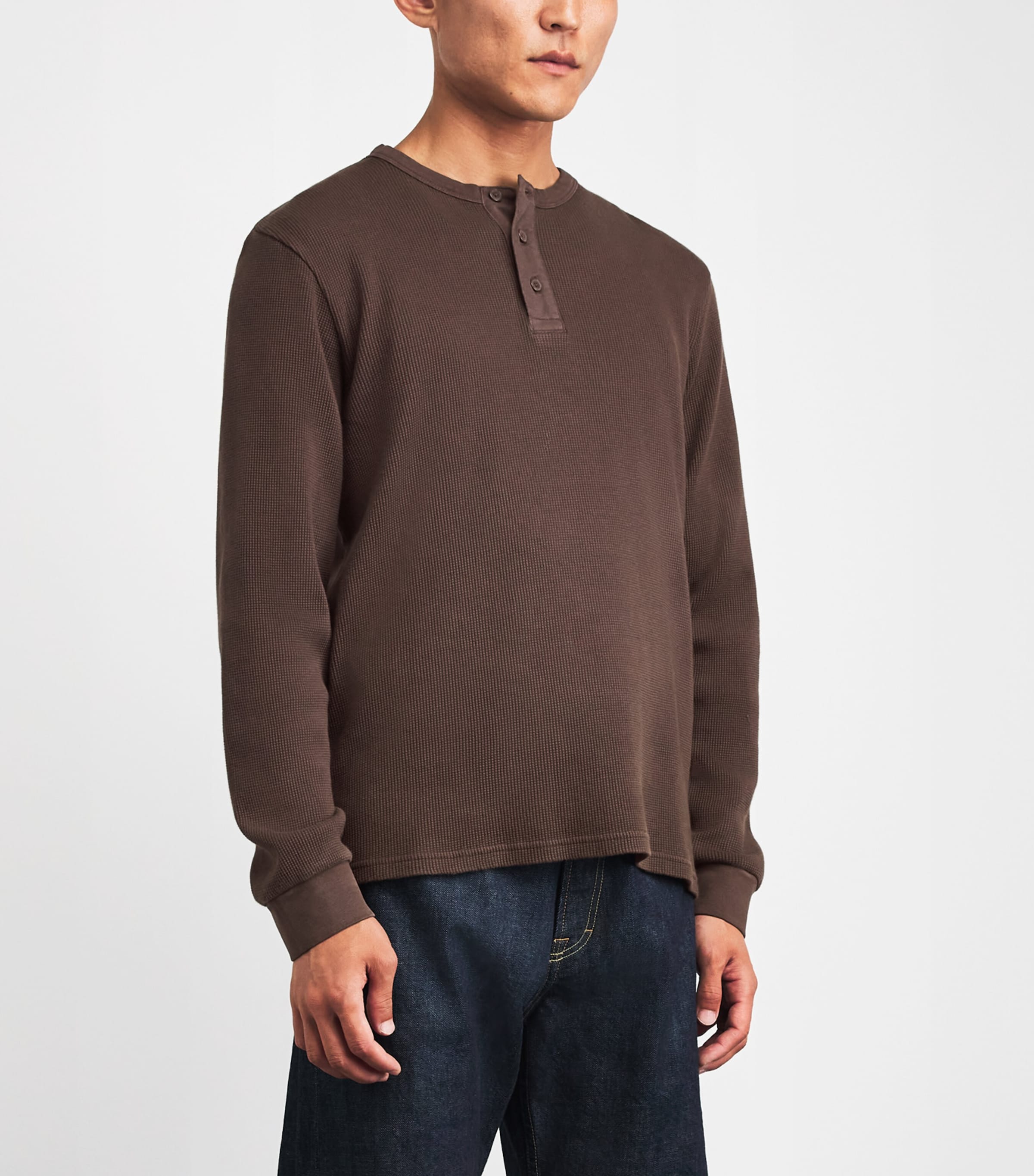 Wax London Mens Cotton Caleb Henley Top Brown Image 4