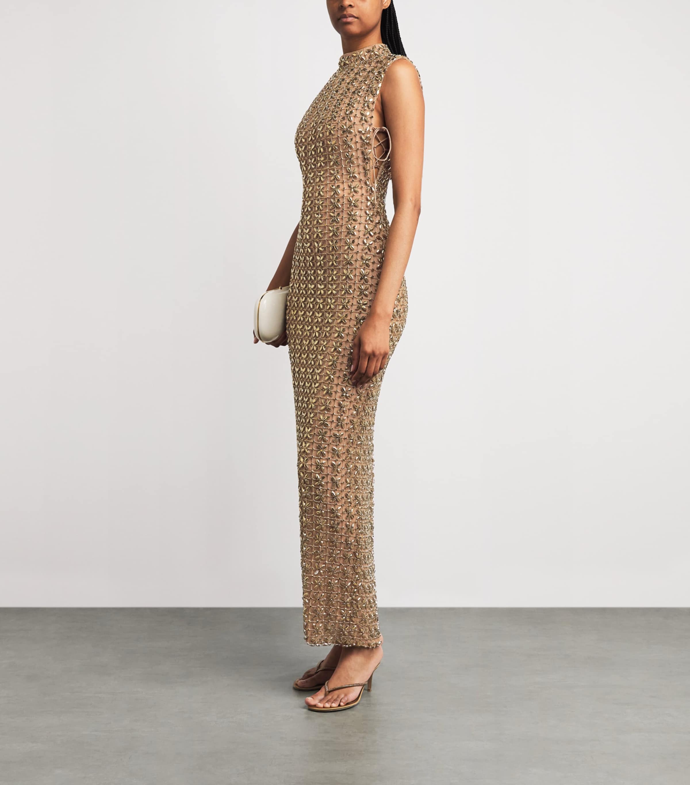 Rachel Gilbert Embellished Indi Gown - Gold - 0