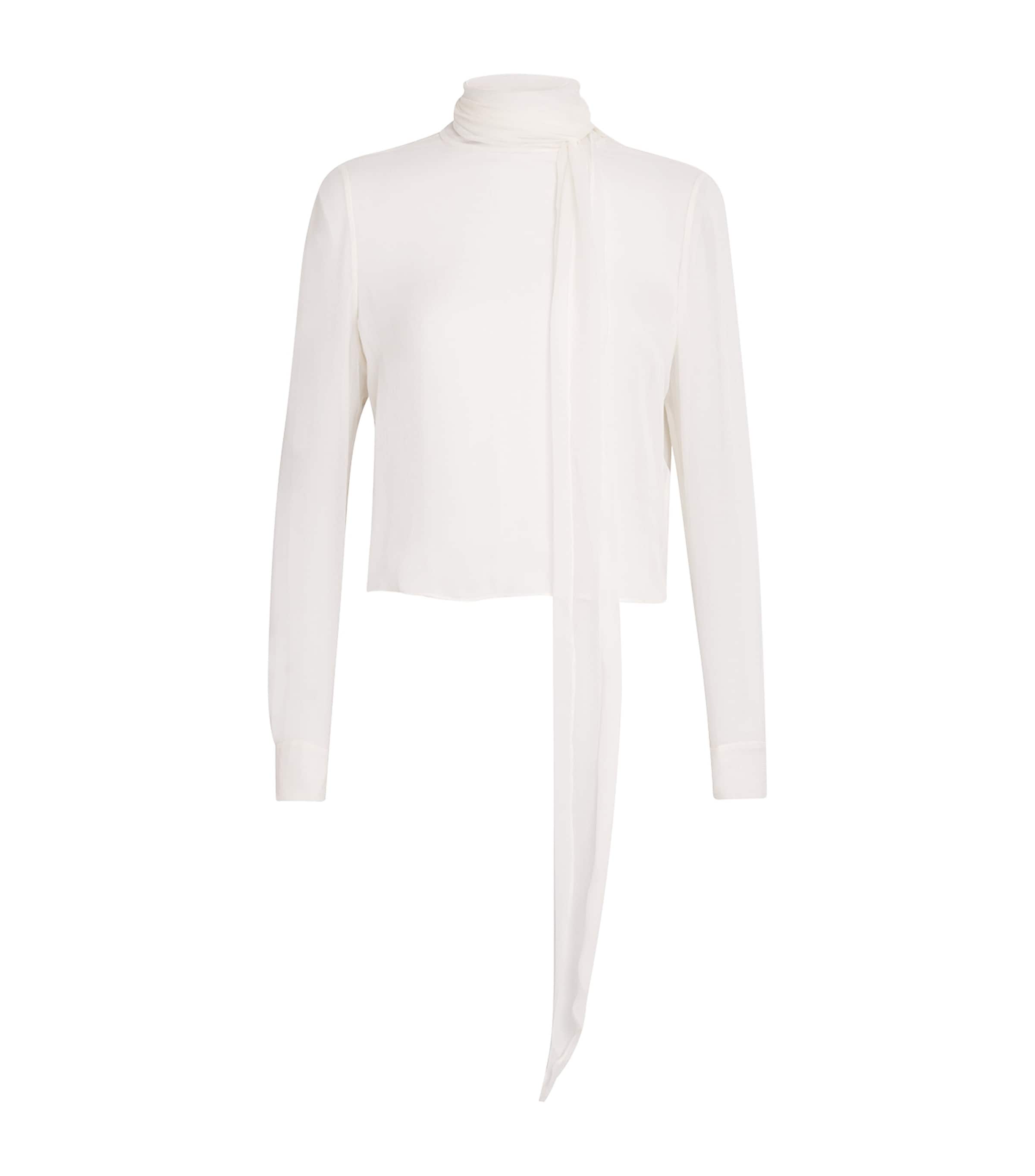 Frame Silk Wisp Tie Blouse In White