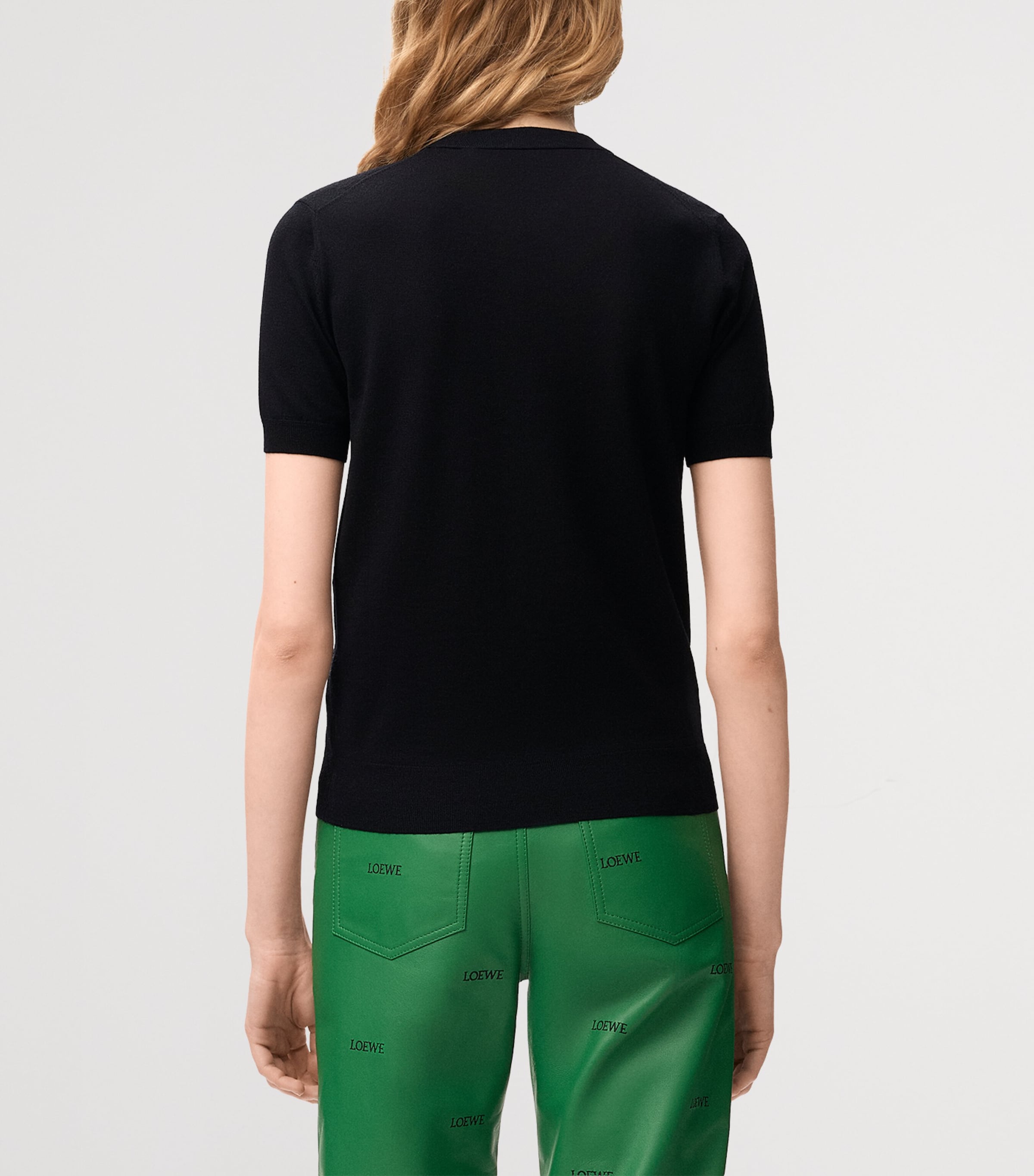 LOEWE Womens Wool-Blend Anagram Top Black/navy Blue Image 4
