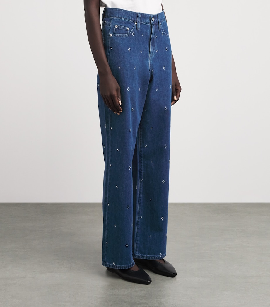 Maje Womens Embellished Wide-Leg Jeans Blue Image 4