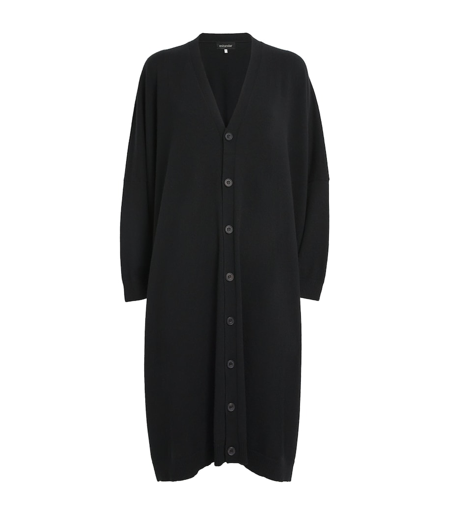 Cashmere Wide Longline Cardigan BLACK Image 1