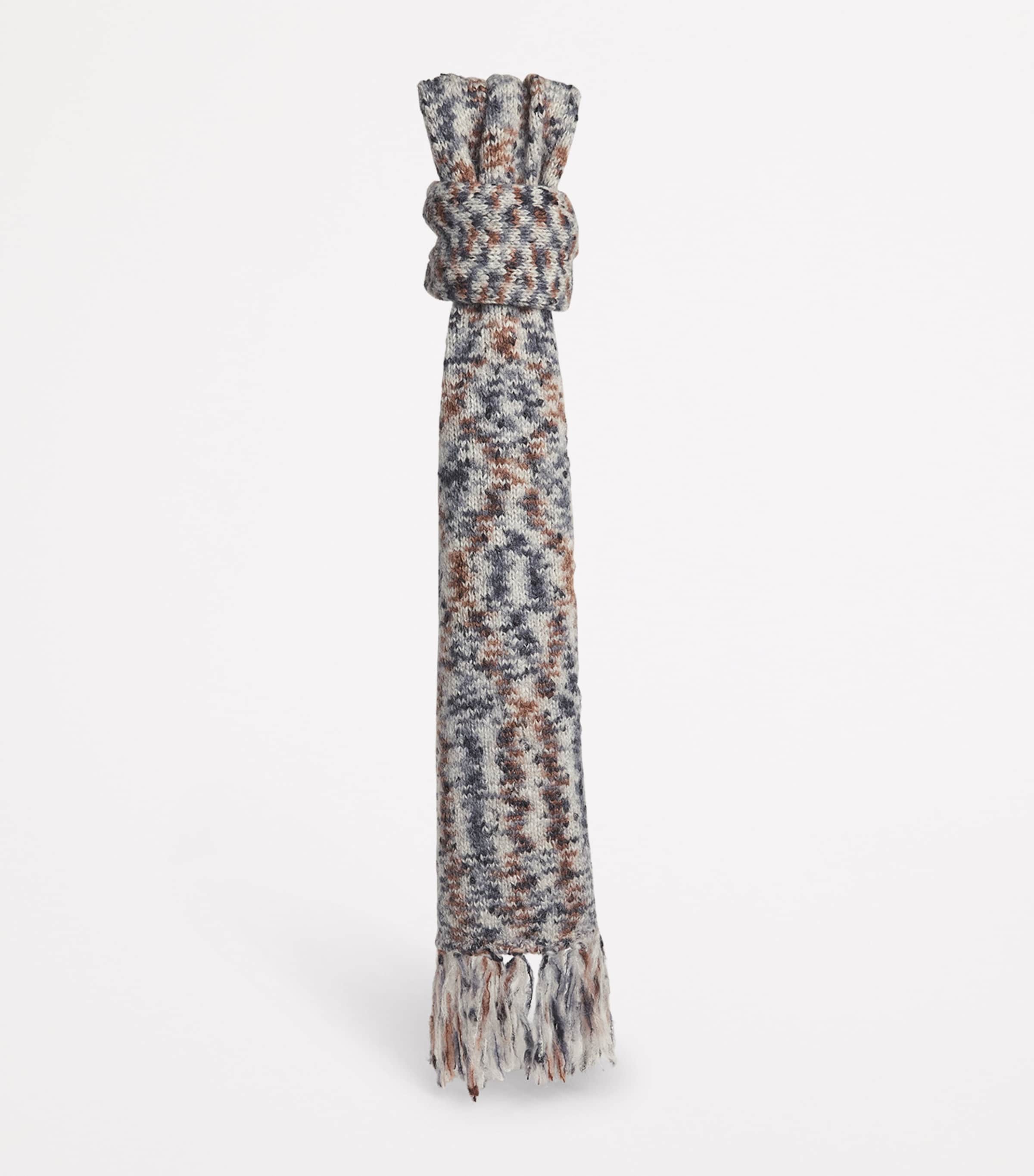 A.P.C. Mélange-Knit Fringed Scarf Pla Heather Grey Image 3