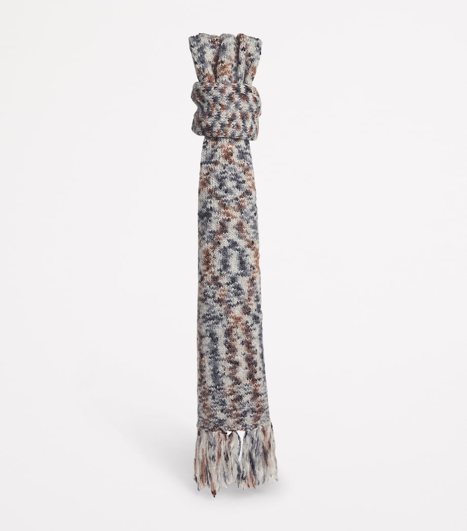A.P.C. Mélange-Knit Fringed Scarf Pla Heather Grey Image 3