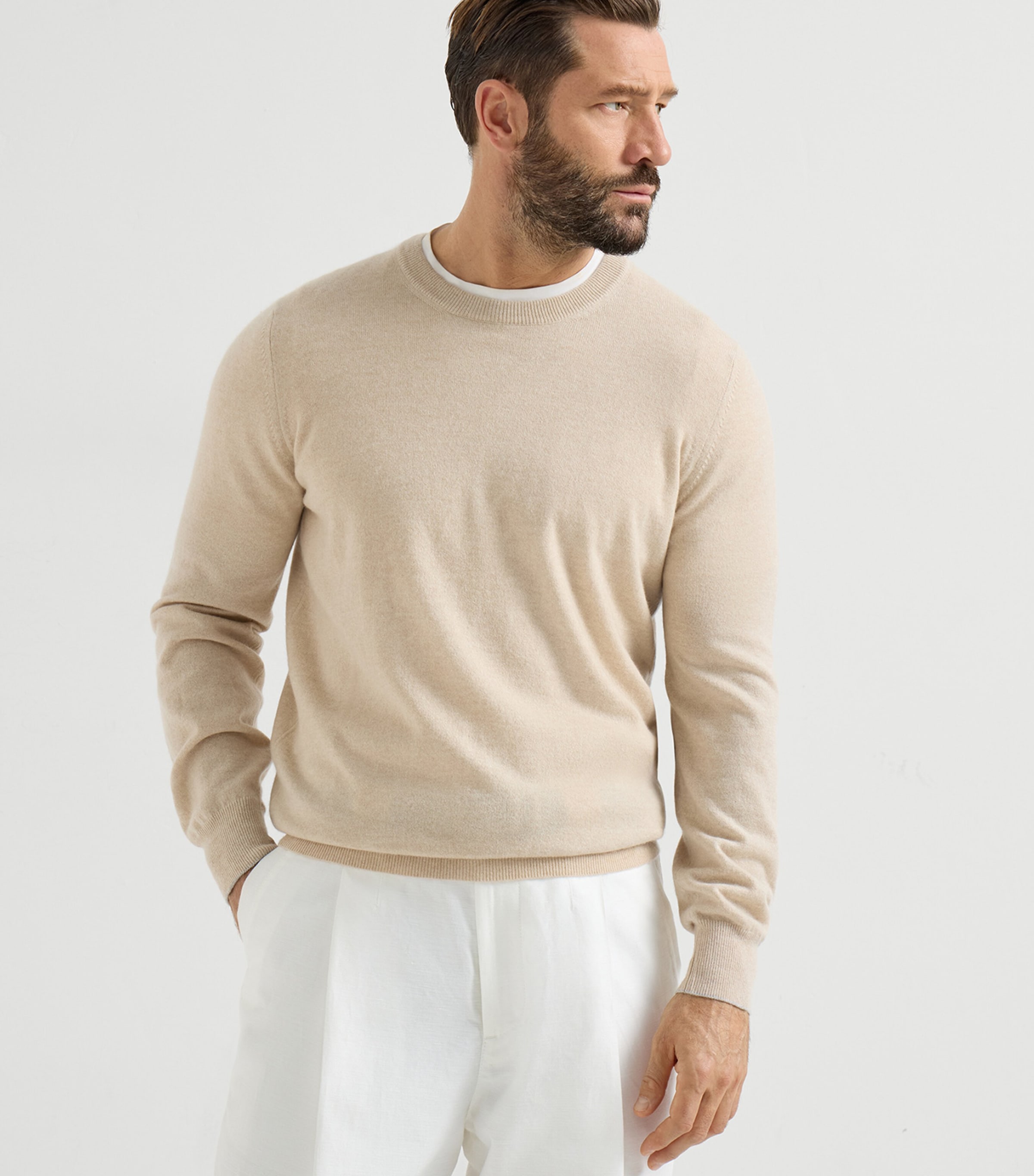 Brunello Cucinelli Mens Cashmere Crew-Neck Sweater Image 2
