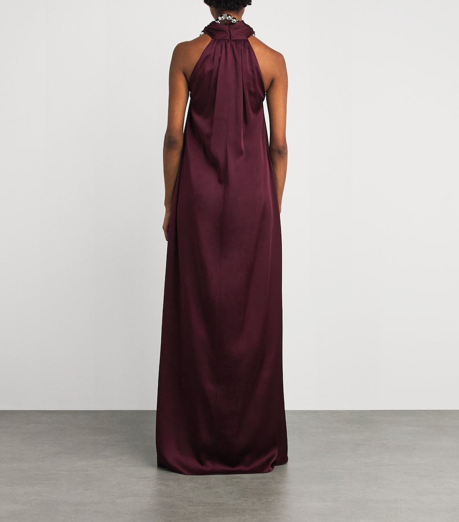 Satin Halterneck Gown 6017 BORDEAUX Image 3