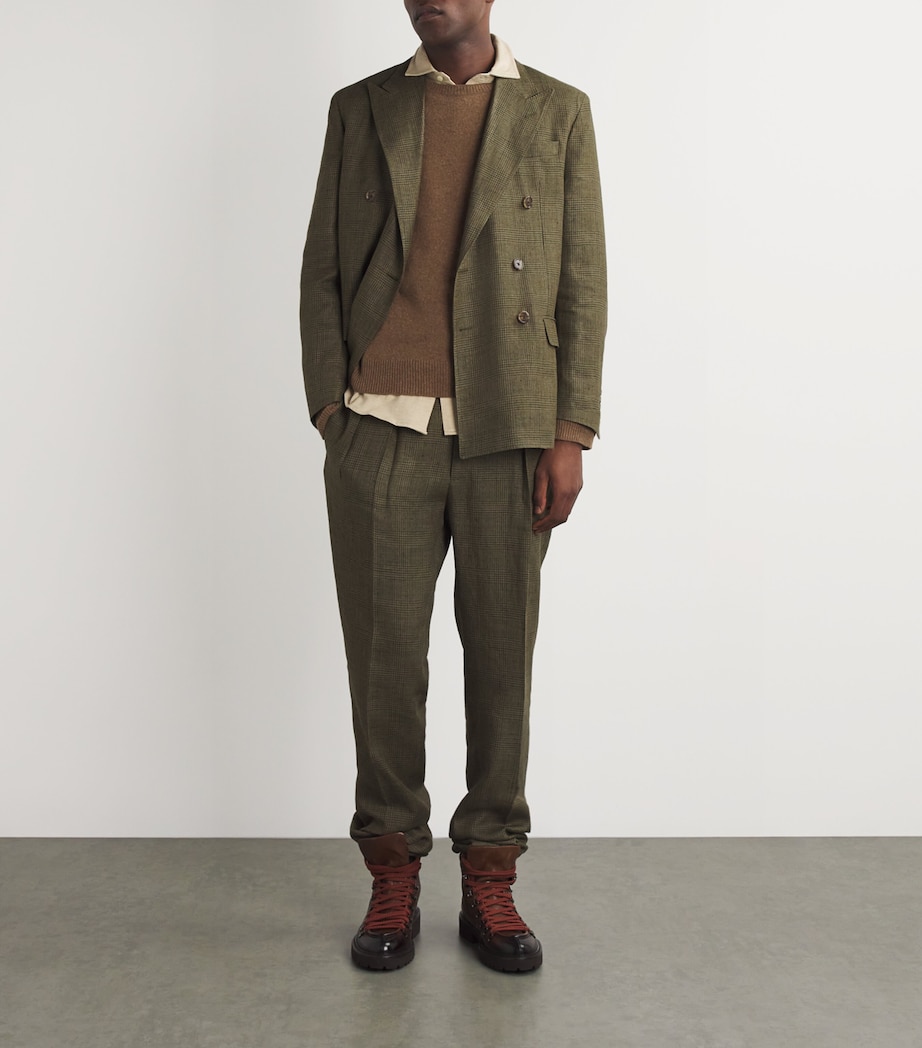 Polo Ralph Lauren Mens Silk-Linen Glen 2-Piece Suit Green Mult Image 2