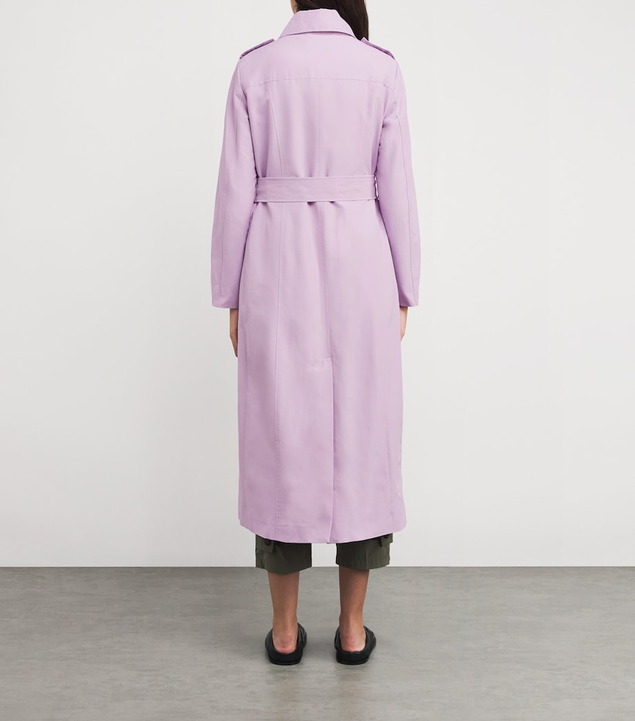 MAX&Co. Womens Cotton-Blend Trench Coat Lilac Image 4
