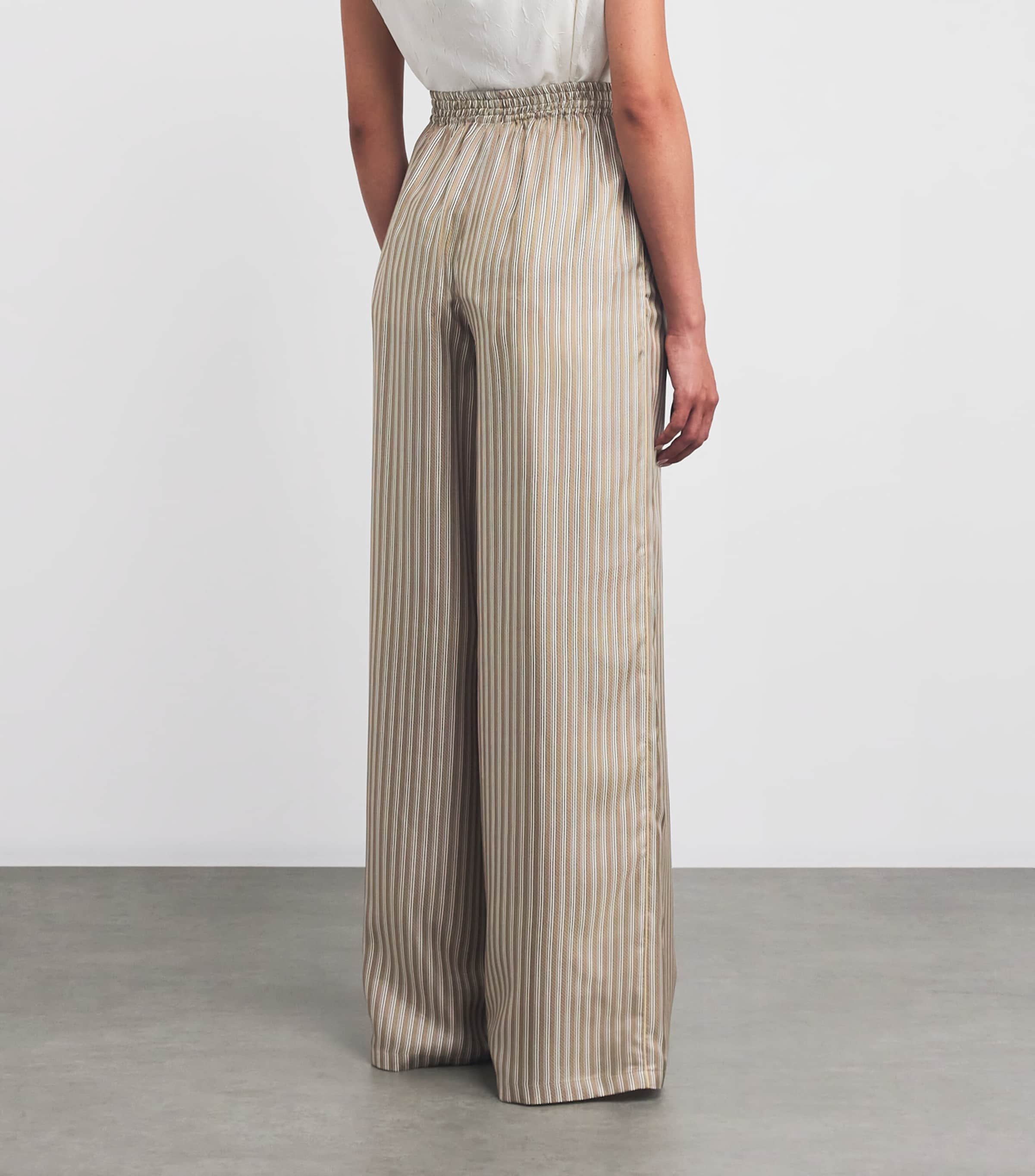 Silk Stripe Wide-Leg Trousers HAZELNUT BROWN Image 4