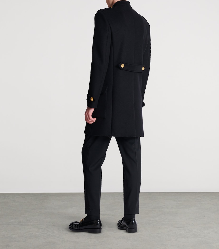 Wool-Cashmere Military Coat 0PA NOIR Image 4