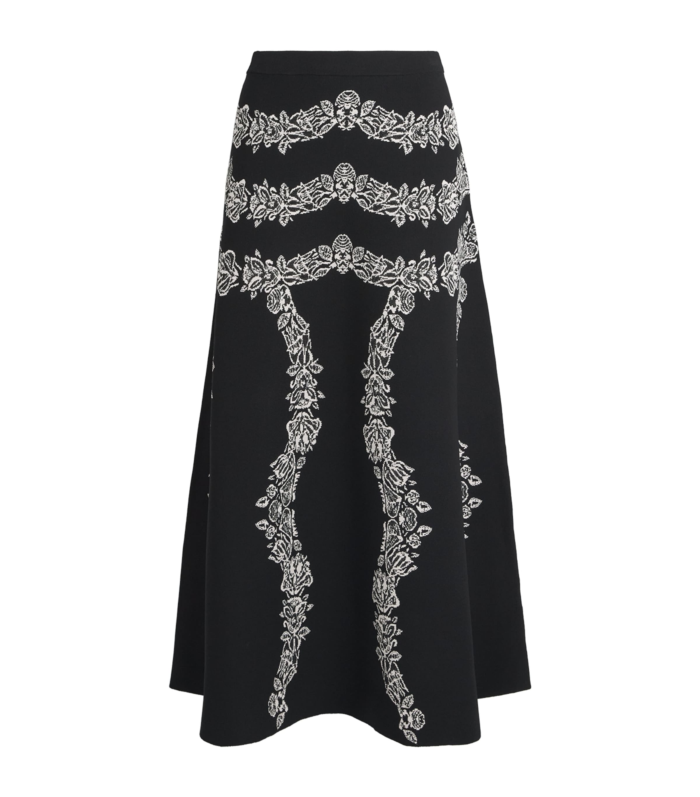 Floral-Jacquard Valencia Midi Skirt NOIR Image 1