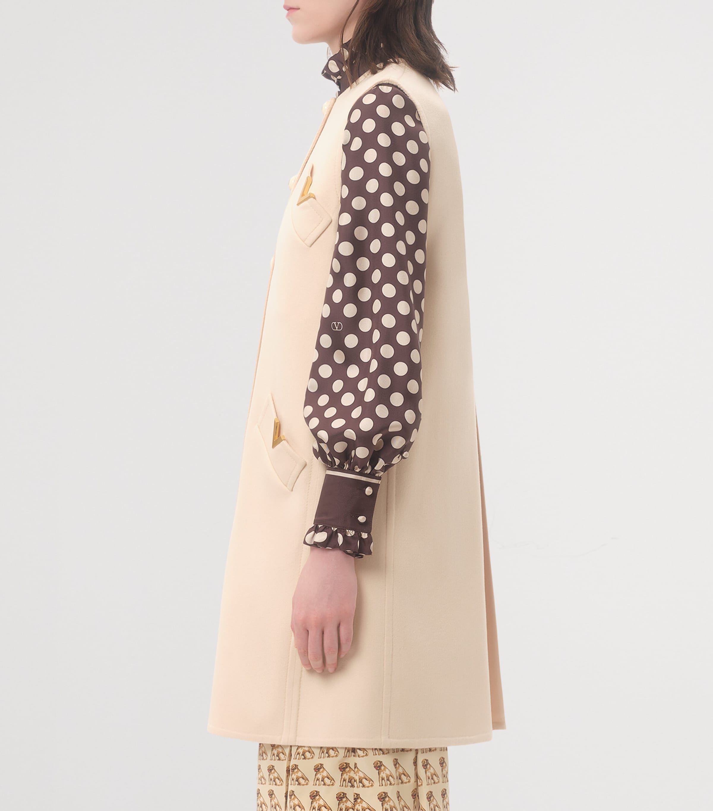 Wool-Cashmere VGold Sleeveless Coat ET5 Image 3