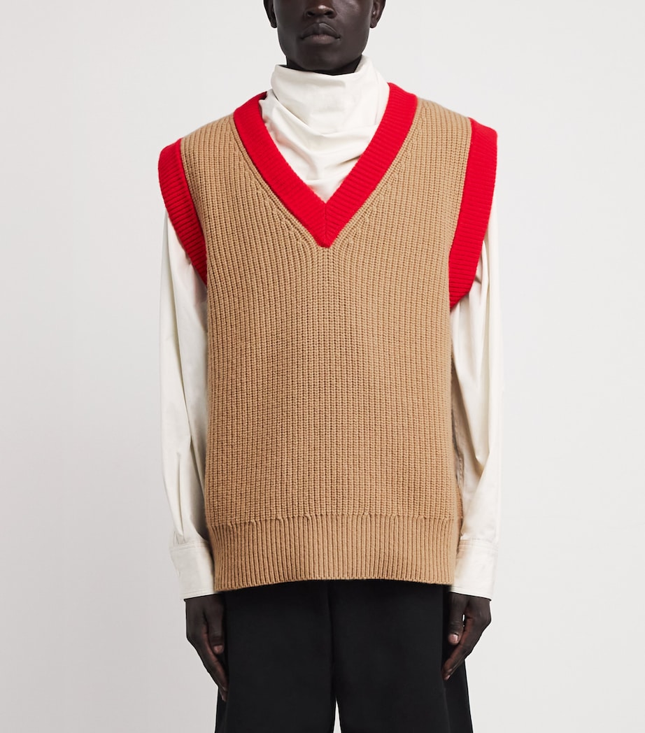 Wool Ami de Coeur Sweater Vest 2801 - CAMEL Image 3
