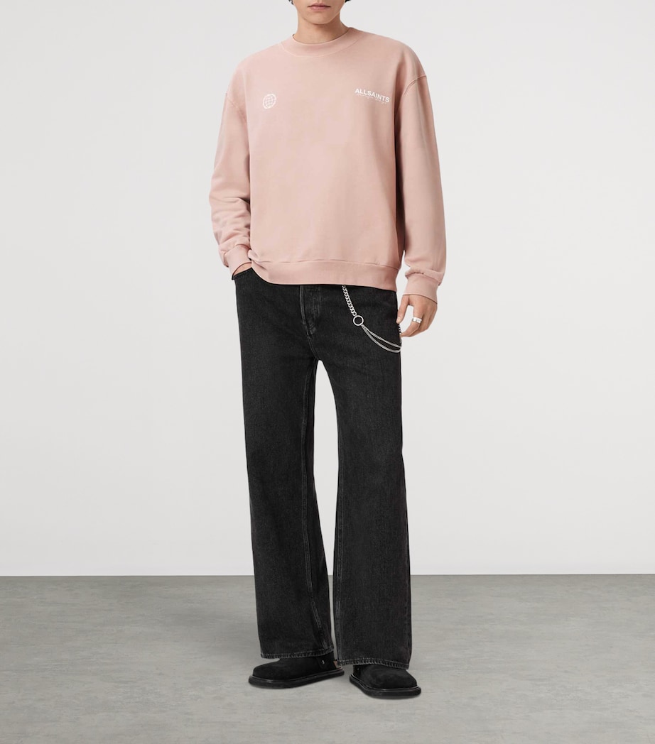 AllSaints Mens Organic Cotton Emblem Sweatshirt Sunbaked Pink Image 2