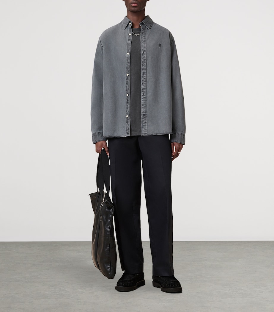 AllSaints Mens Organic Cotton Saka T-Shirt Washed Black Image 4