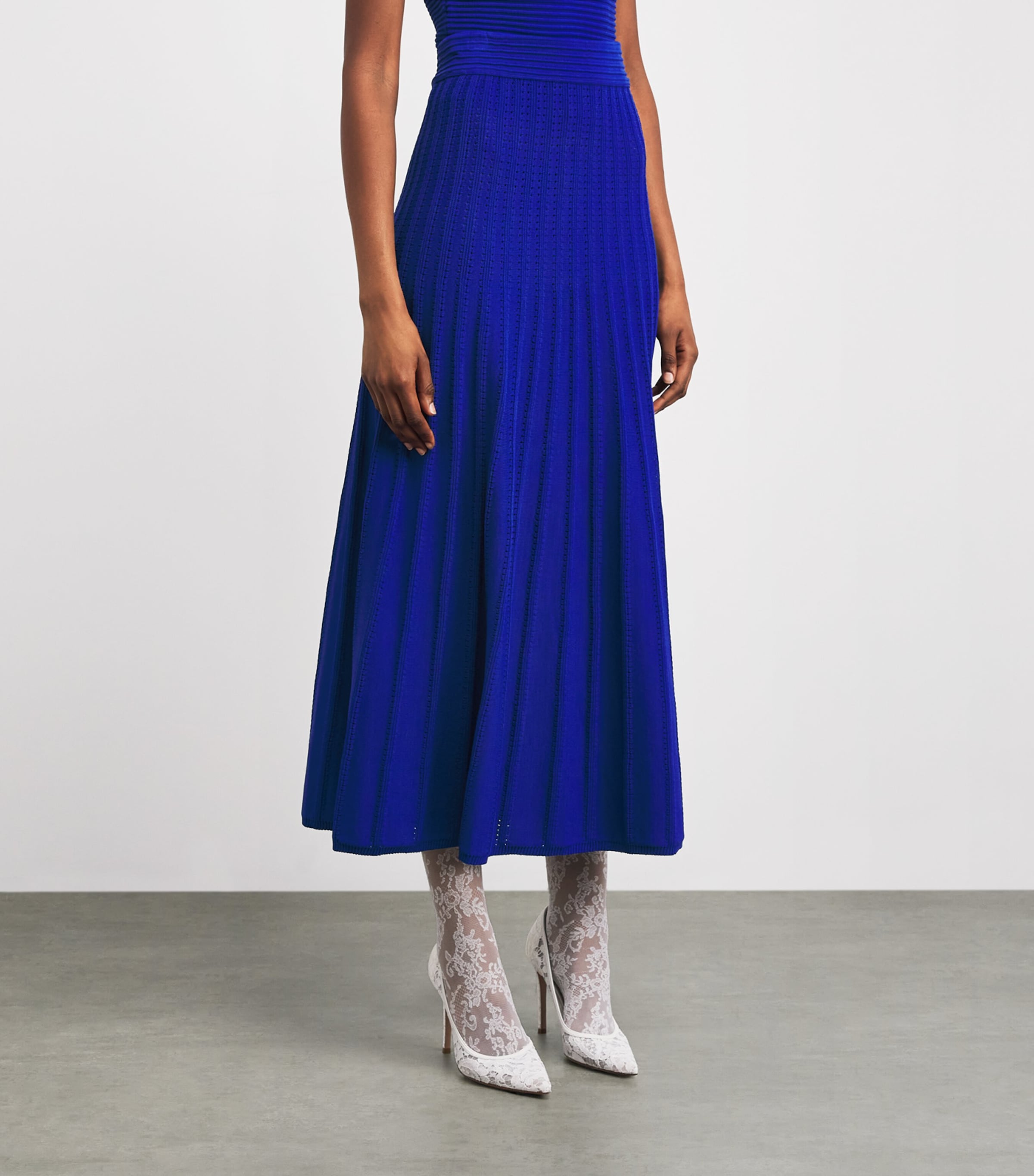 Edeline Lee Womens Knitted Pleated Midi Skirt Roy/royal Blue Image 4