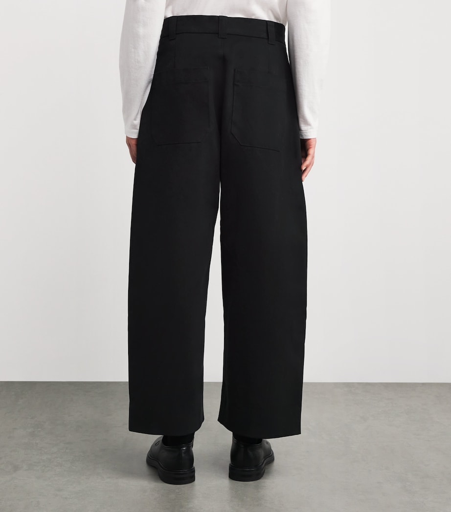 Studio Nicholson Mens Cotton Pleated Sorte Trousers Black Image 4