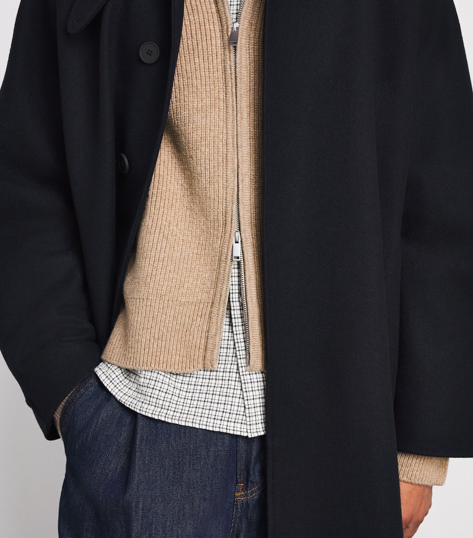 Studio Nicholson Mens Merino Sandos Zip-Up Cardigan Oatmeal Image 3