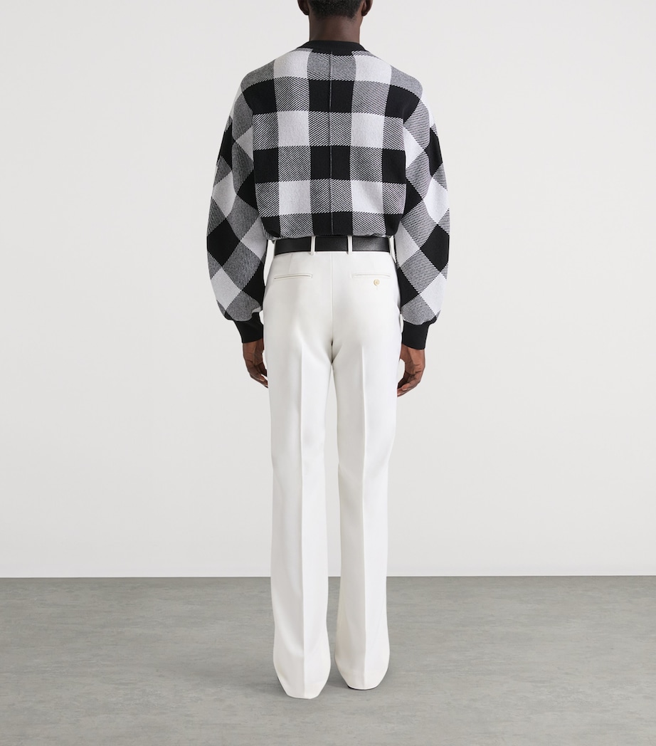 Wool Check Couture Seam Sweater BLACK/WHITE Image 3