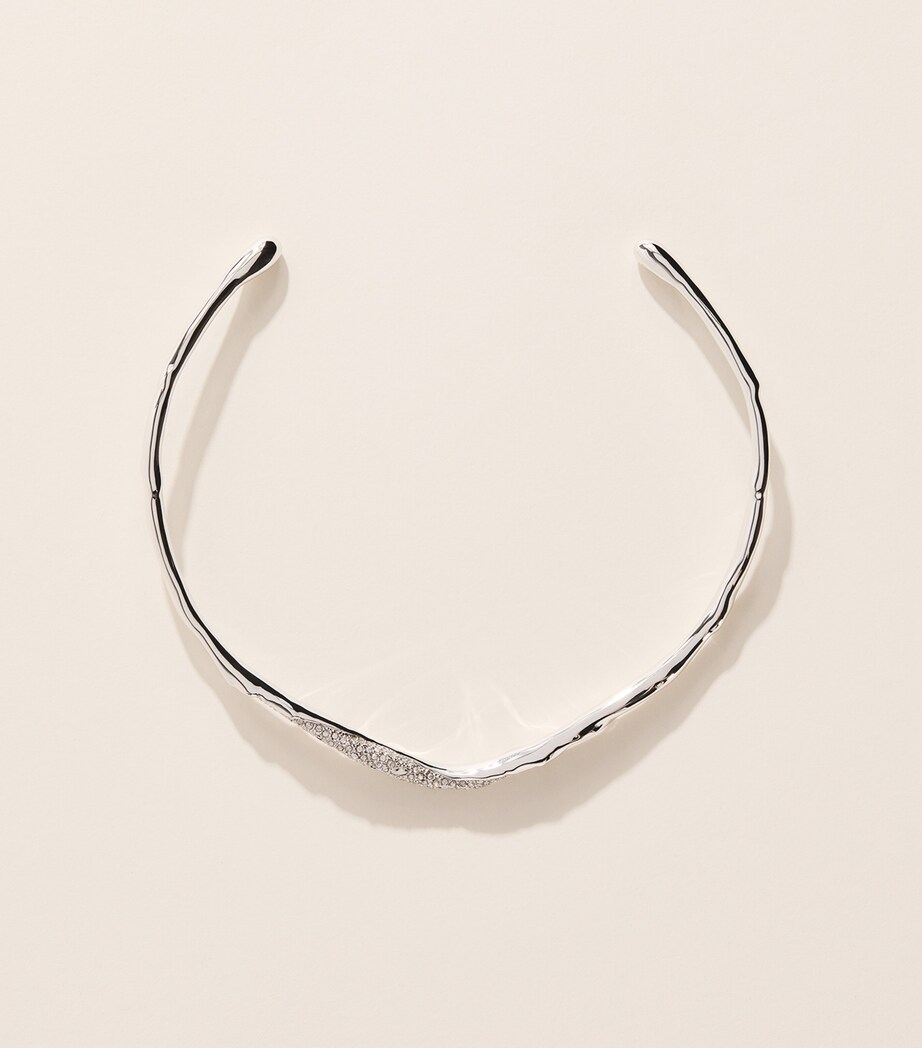 Alexis Bittar Solanales Skinny Collar Necklace Crystals Silver Image 3