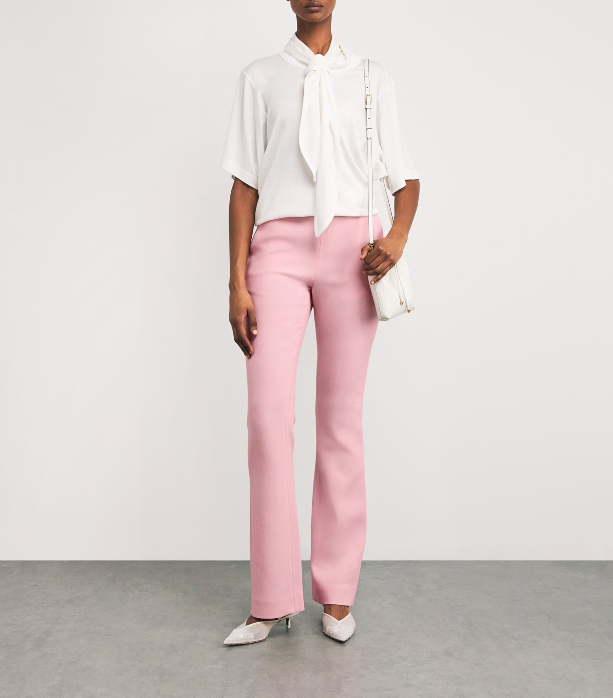 NOMADISSEM Womens Wool-Blend Bixby Flared Trousers Pink Image 2